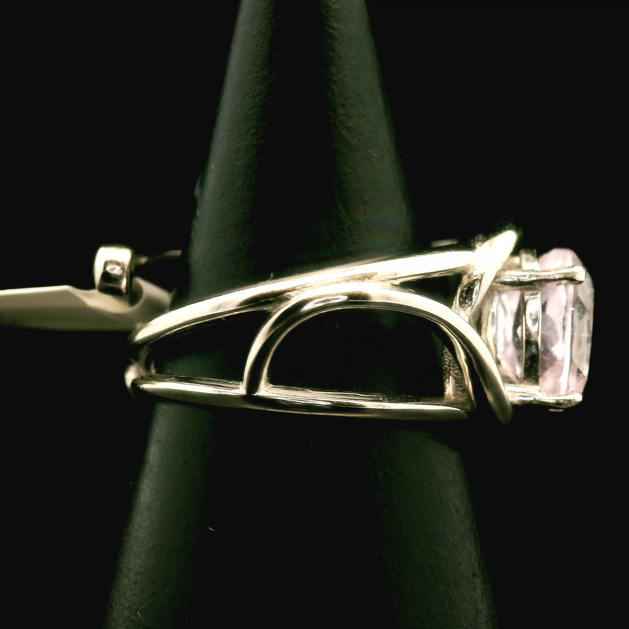 Kunzite Cuff Ring .925 Silver for Emotional Healing, Joy and Love