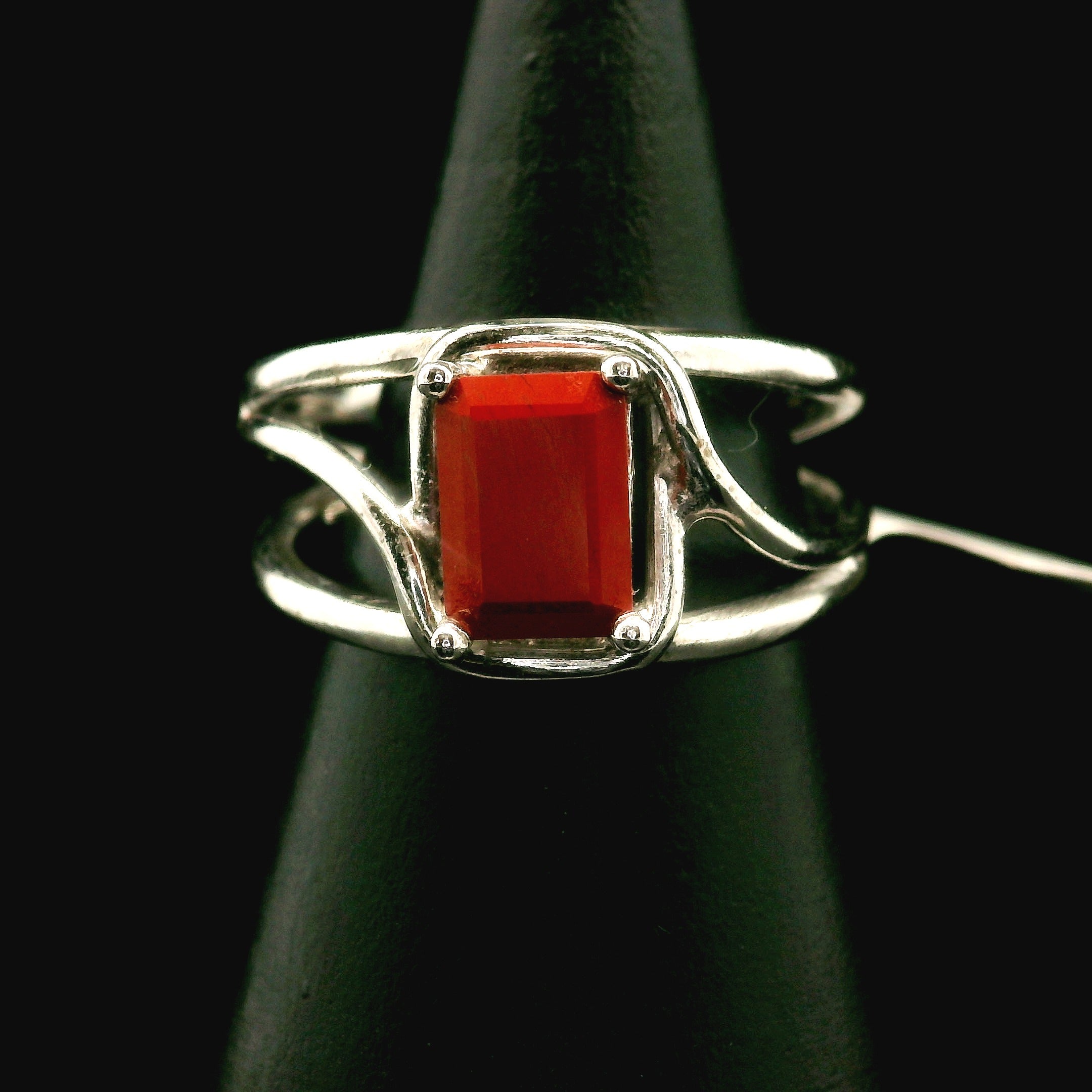 Red Jasper Midi Cuff Ring .925 Silver for Creativity, Strength and Vitality