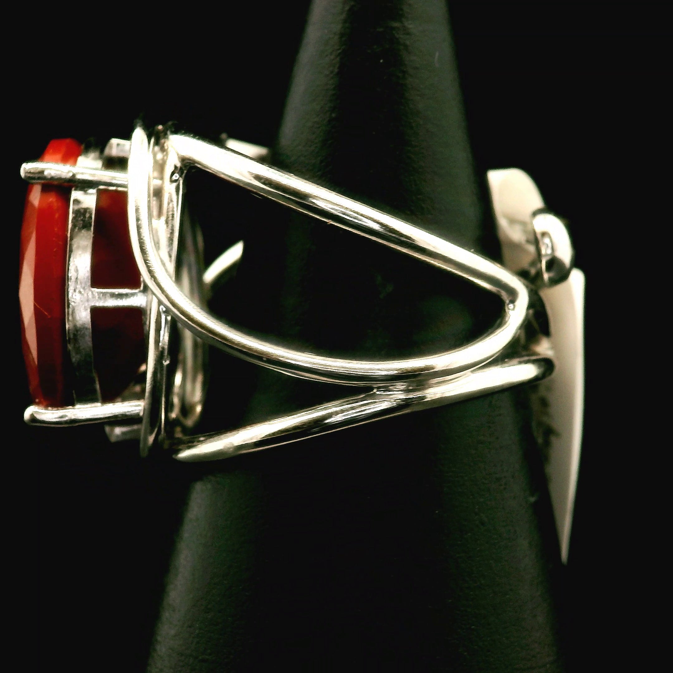 Red Jasper Cuff Ring .925 Silver for Creativity, Strength and Vitality