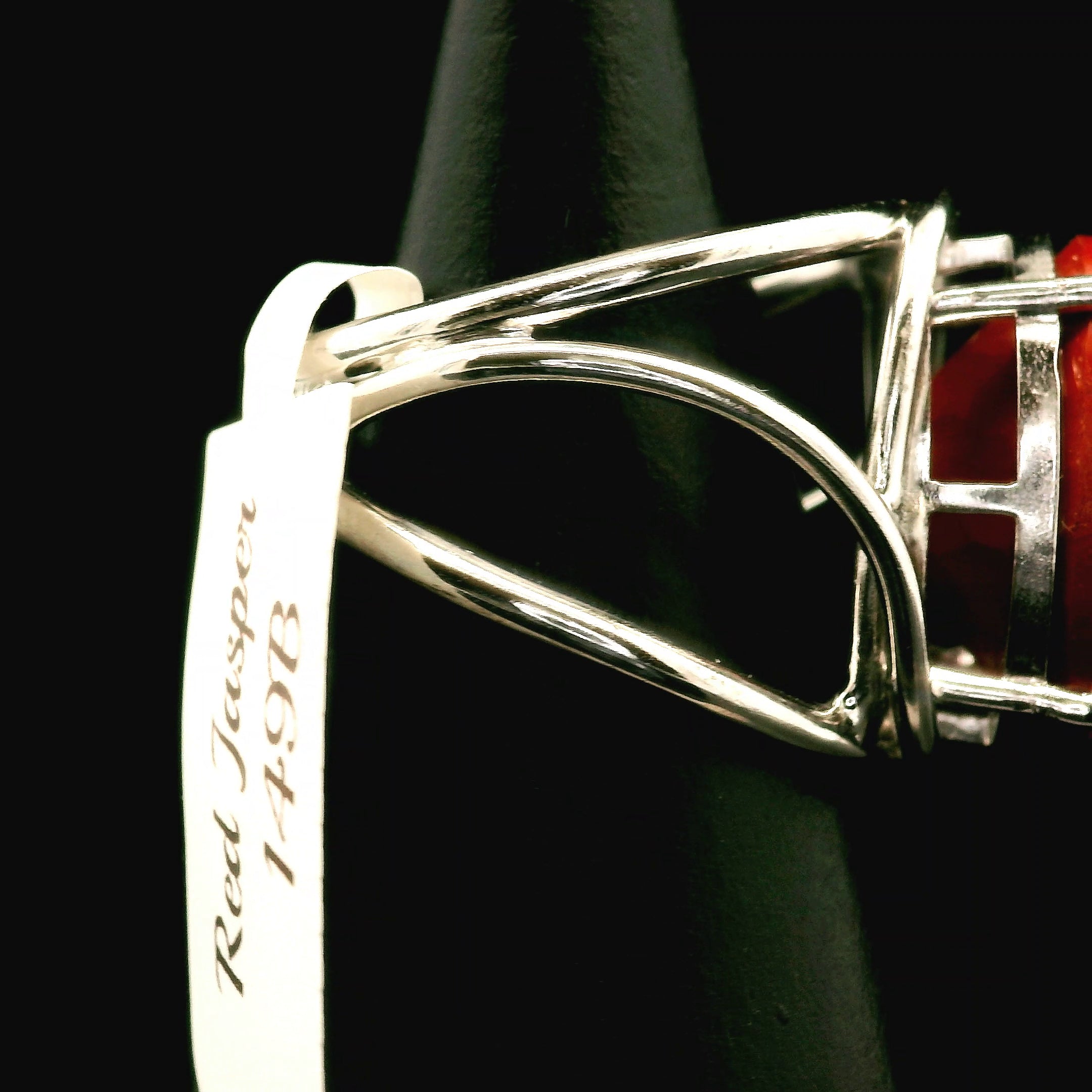 Red Jasper Cuff Ring .925 Silver for Creativity, Strength and Vitality