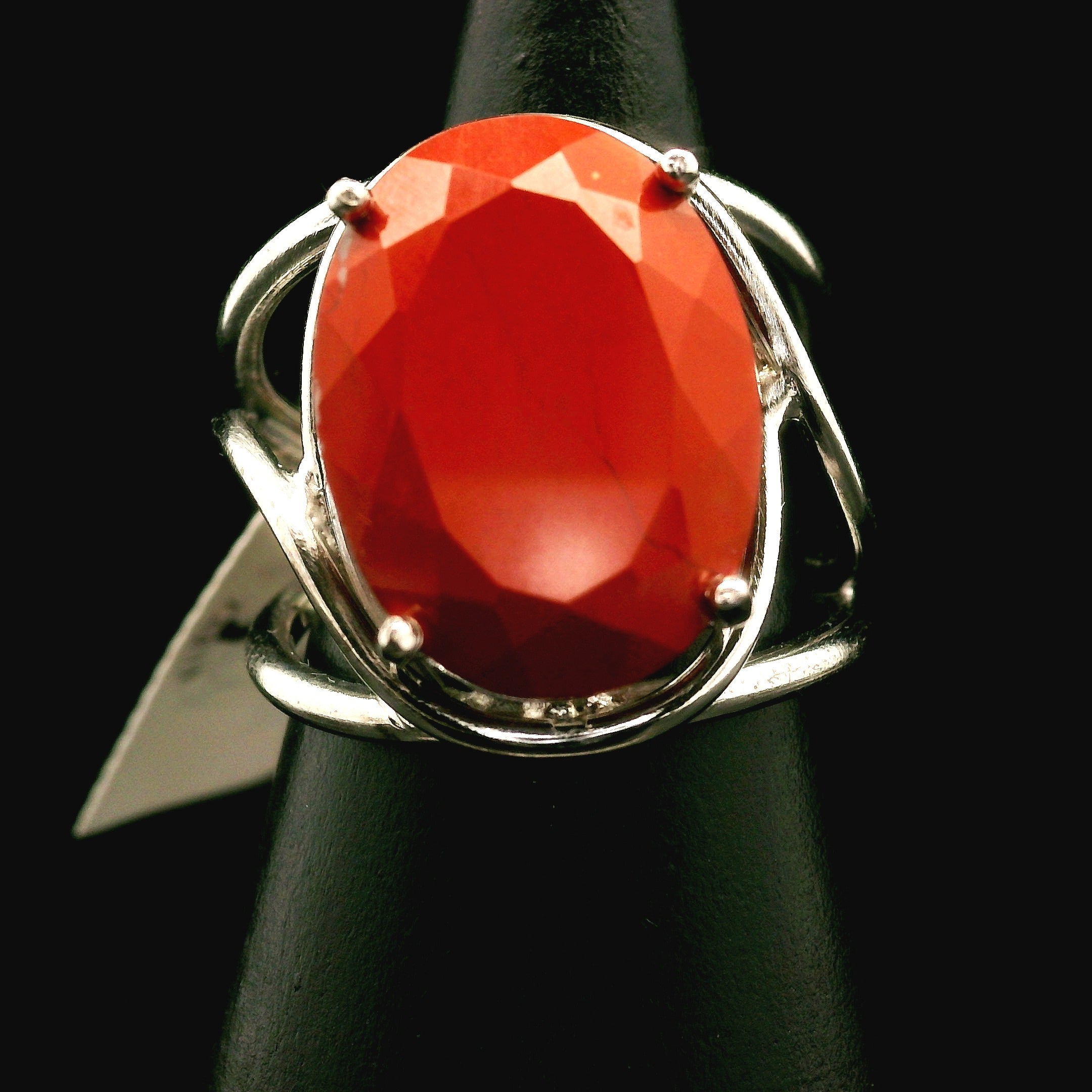 Red Jasper Cuff Ring .925 Silver for Creativity, Strength and Vitality