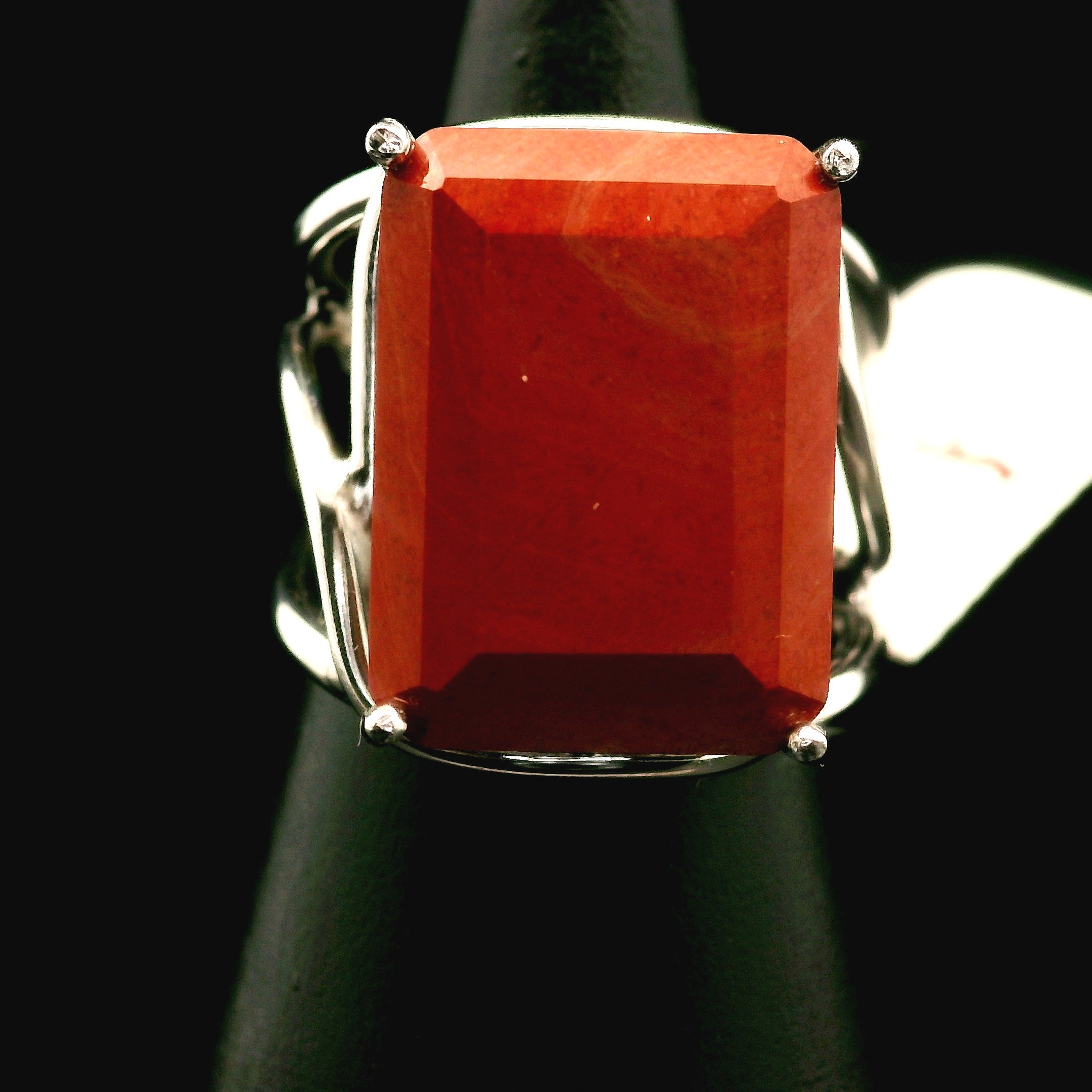 Red Jasper Cuff Ring .925 Silver for Creativity, Strength and Vitality