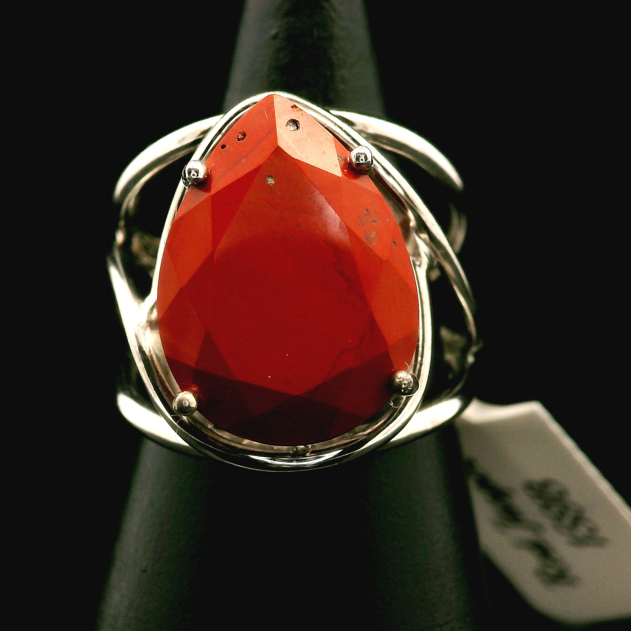 Red Jasper Cuff Ring .925 Silver for Creativity, Strength and Vitality