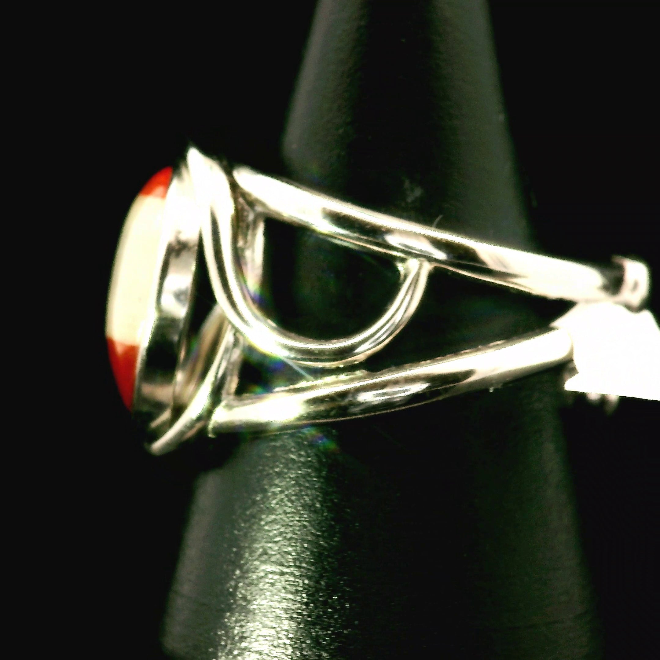 Red Jasper in Quartz Cuff Ring .925 Silver for Creativity, Strength and Vitality