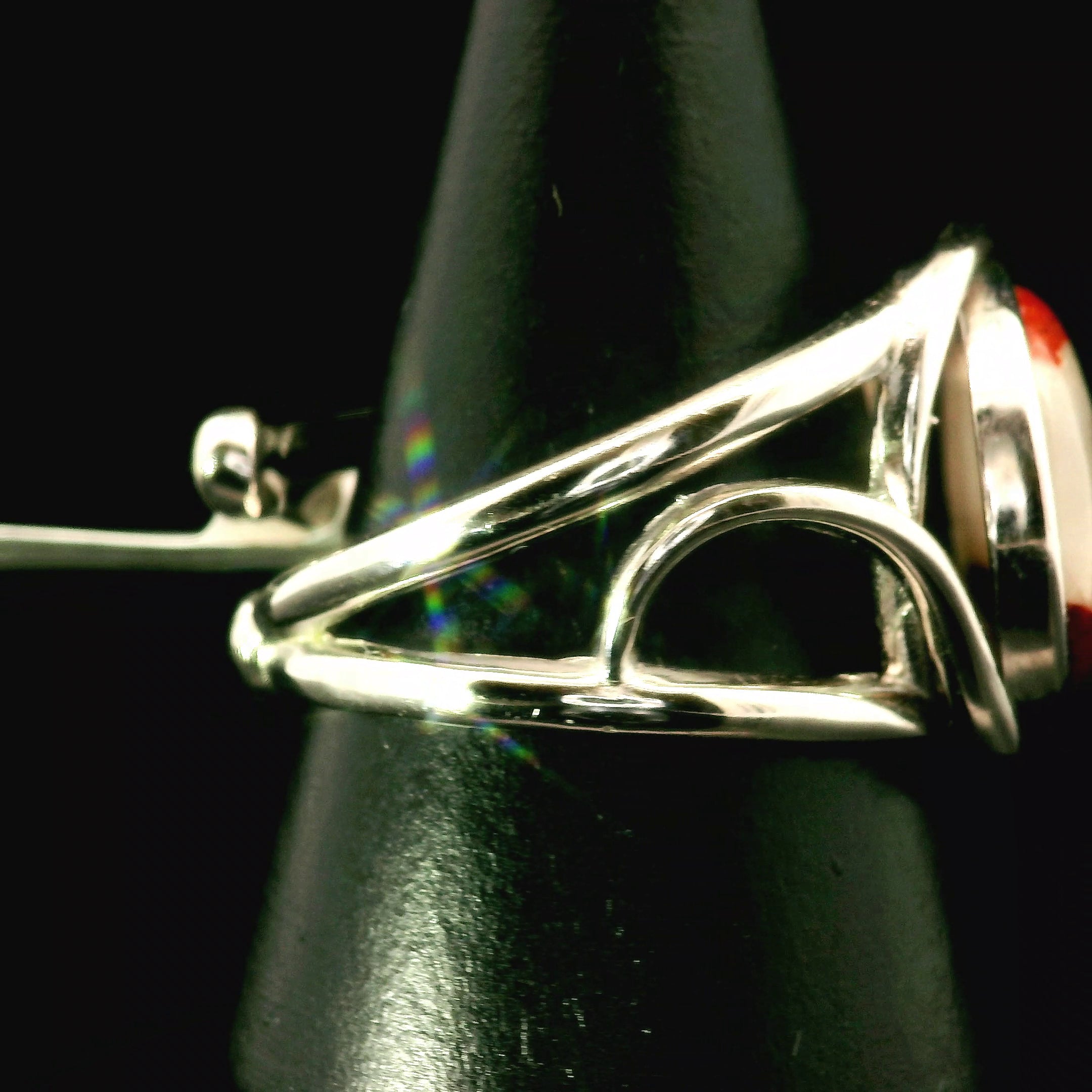 Red Jasper in Quartz Cuff Ring .925 Silver for Creativity, Strength and Vitality