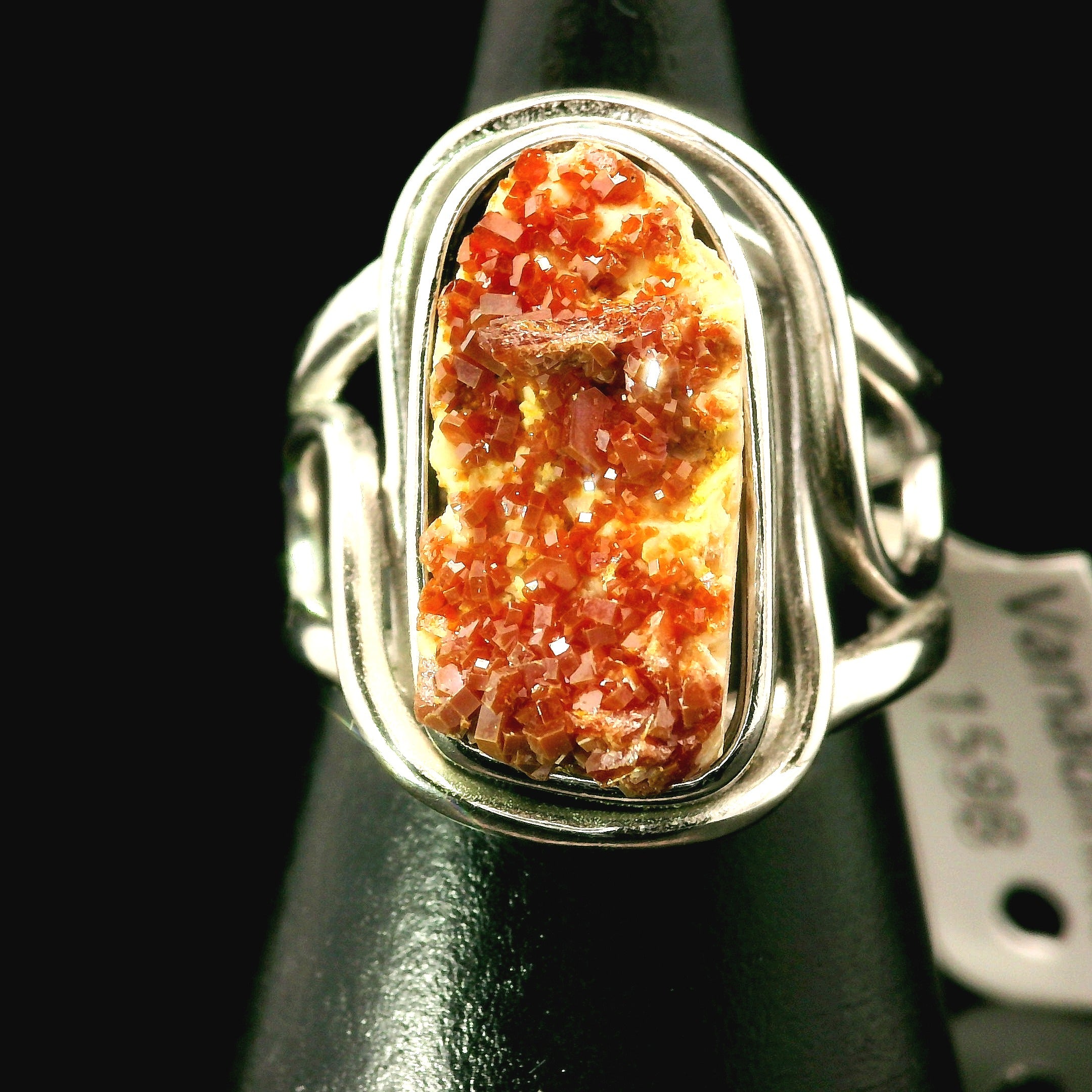 Vanadinite Cuff Ring 925 Silver for Joy, Love and Empowerment