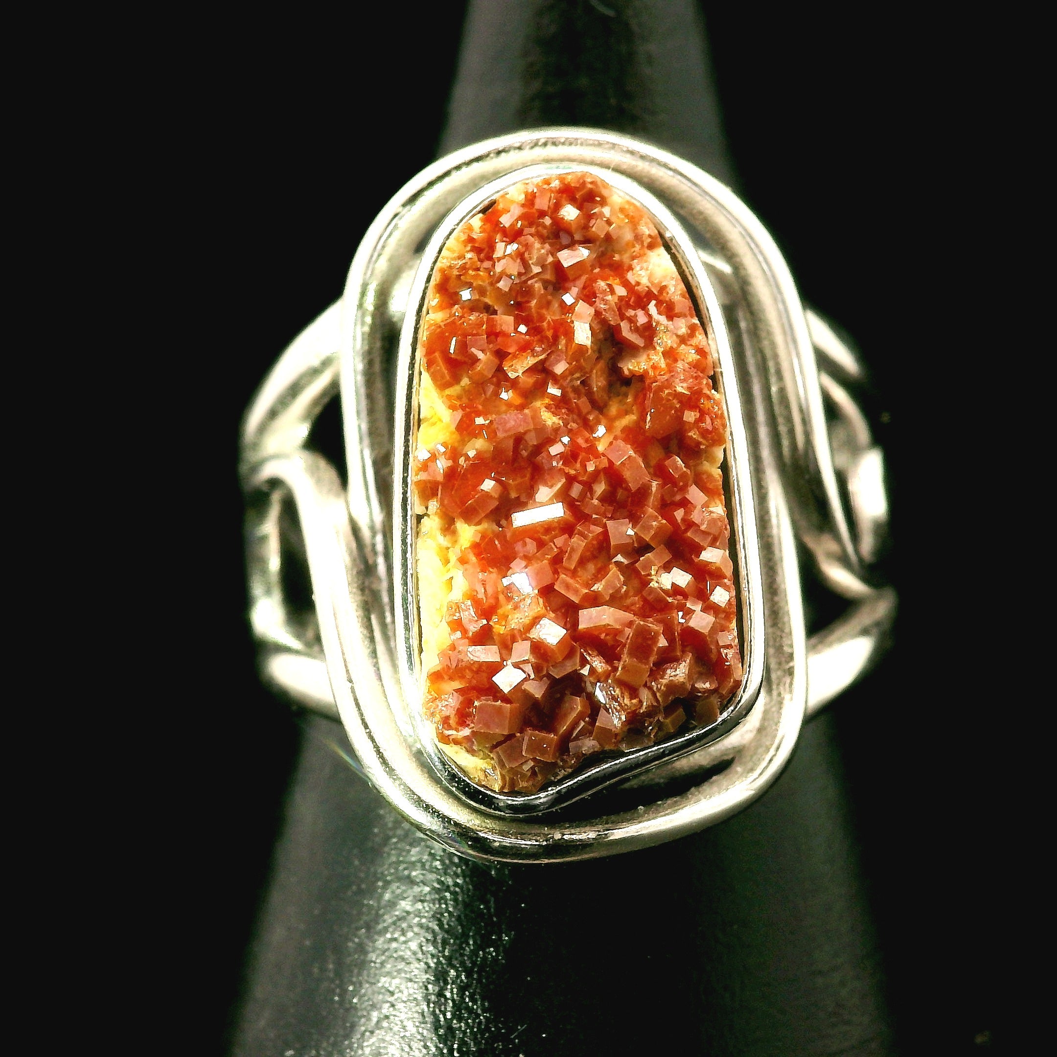 Vanadinite Cuff Ring 925 Silver for Joy, Love and Empowerment
