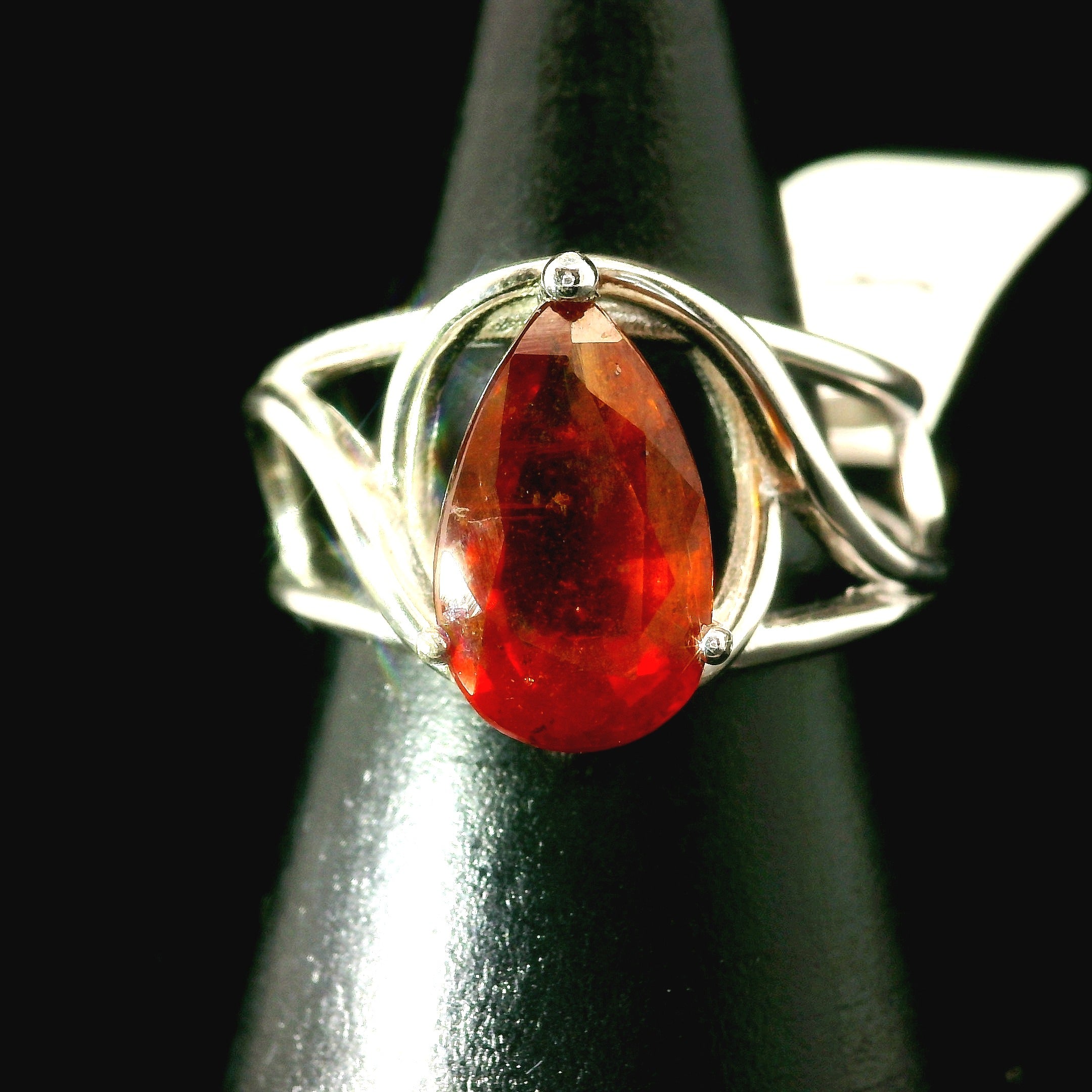 Orange Kyanite Cuff Ring .925 Silver for Enhancing and Accelerating Manifestations