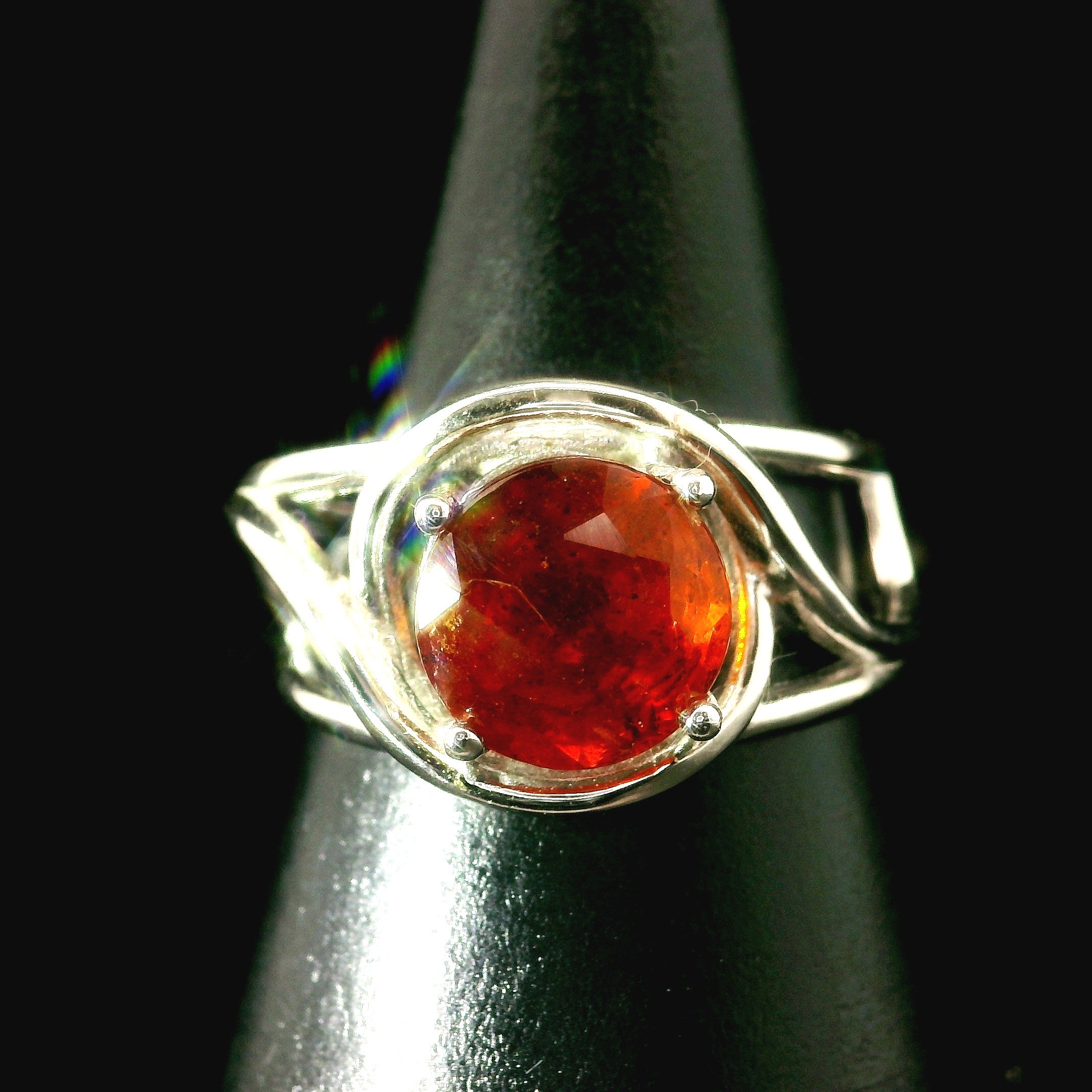 Orange Kyanite Cuff Ring .925 Silver for Enhancing and Accelerating Manifestations