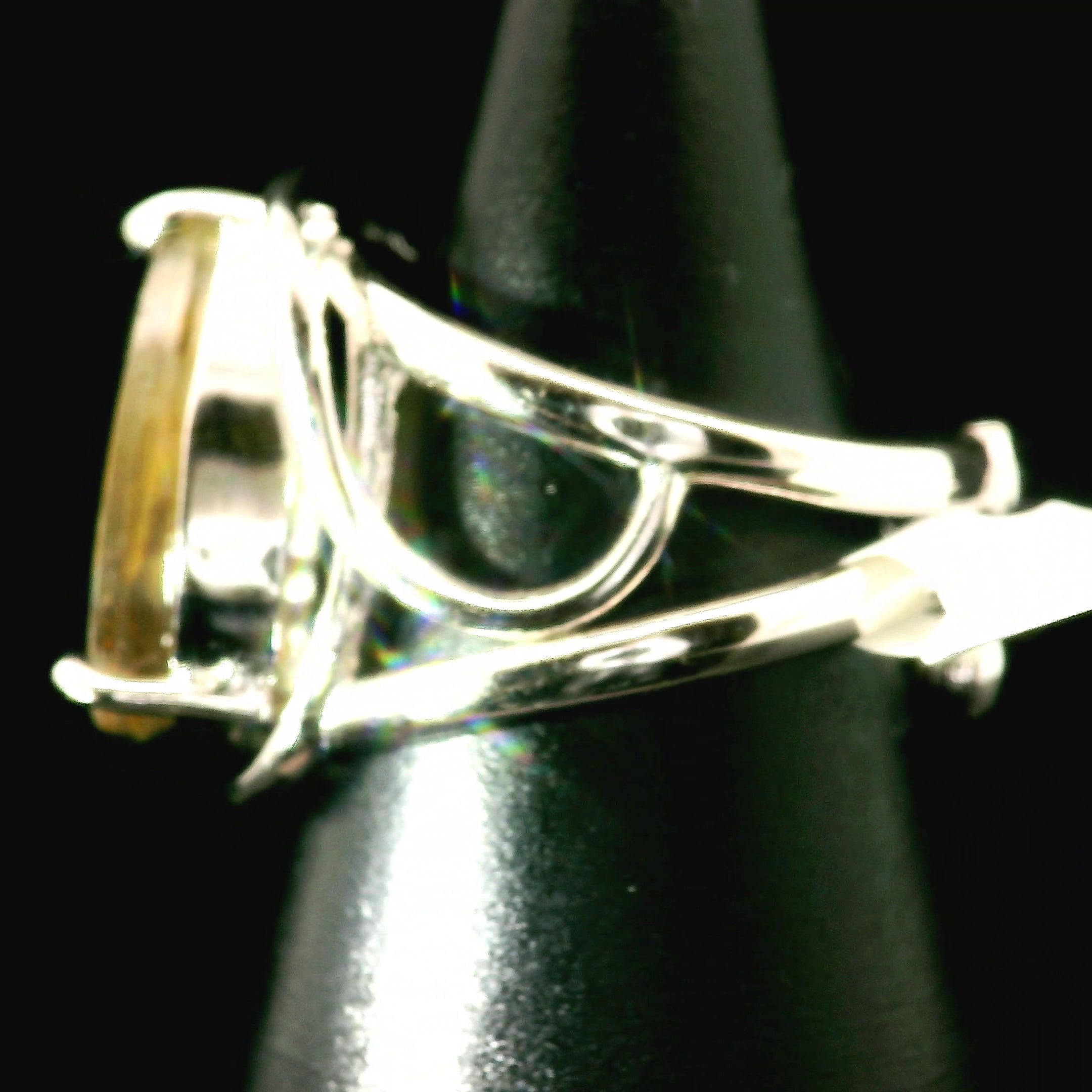Dendritic Quartz with Golden Healer Cuff Ring .925 Silver for Master Healing, Grounding & Transformation