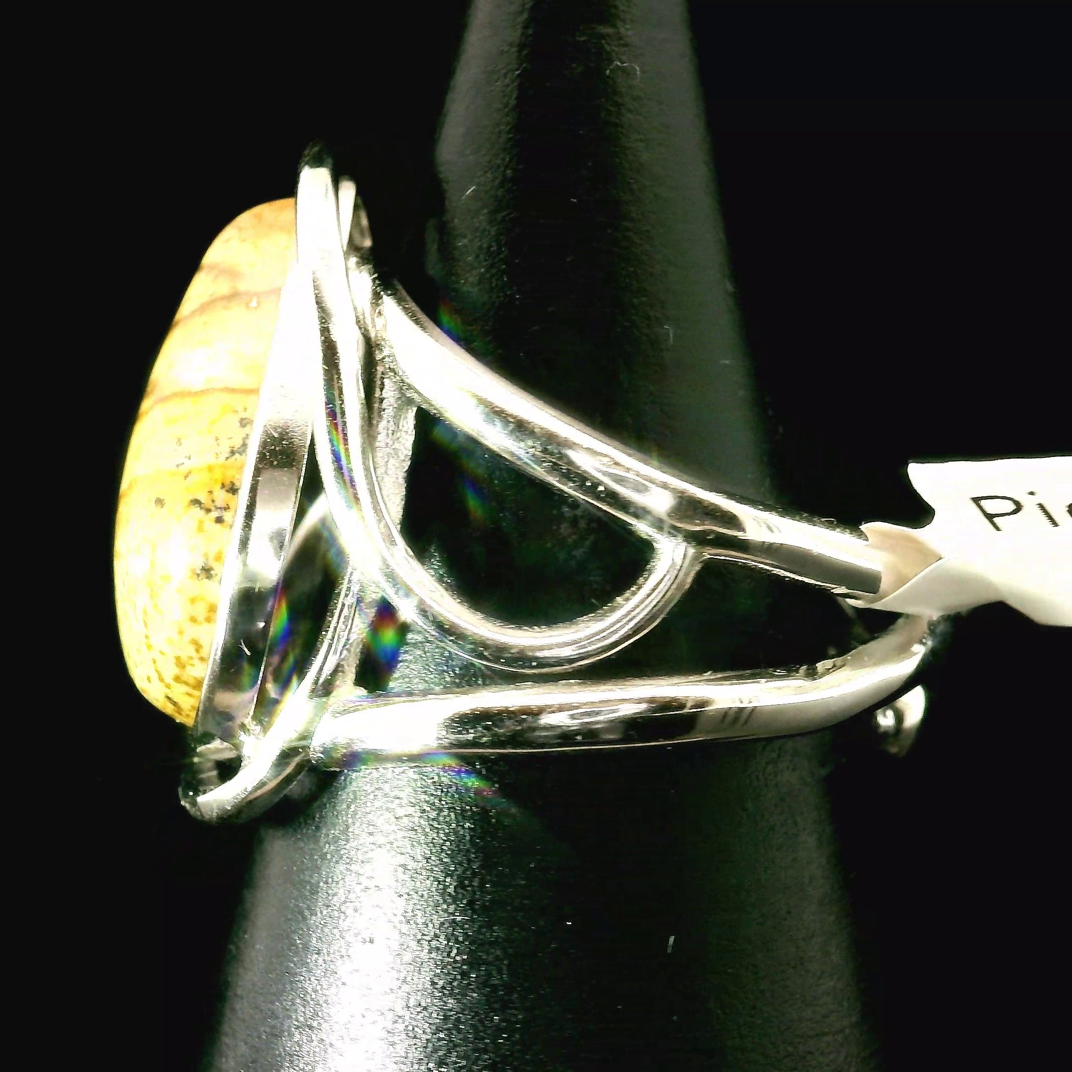 Picture Jasper Cuff Ring 925 Silver for Joy, Love and Empowerment