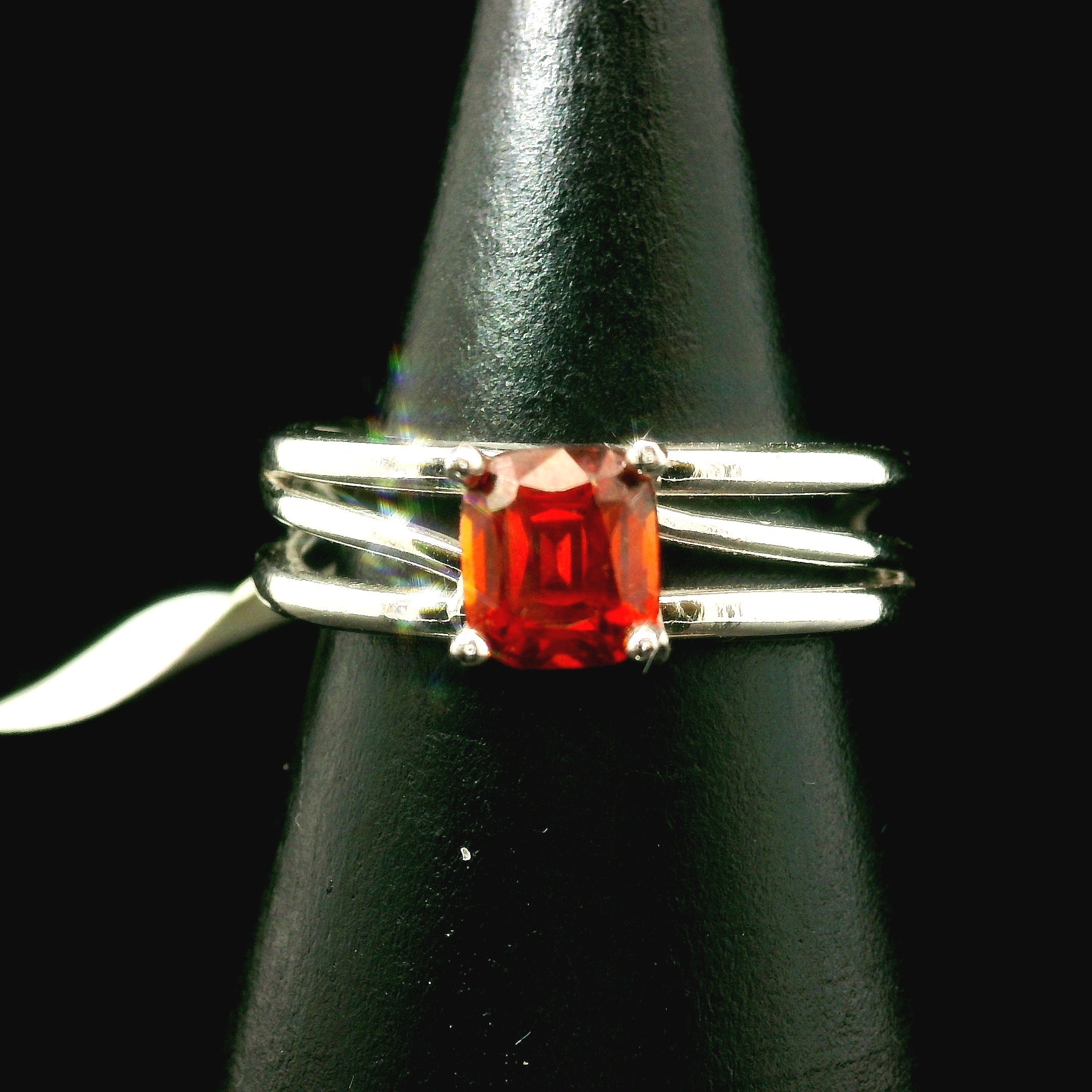 Spessartine Garnet Cuff Ring .925 Silver for Passion and Manifestation