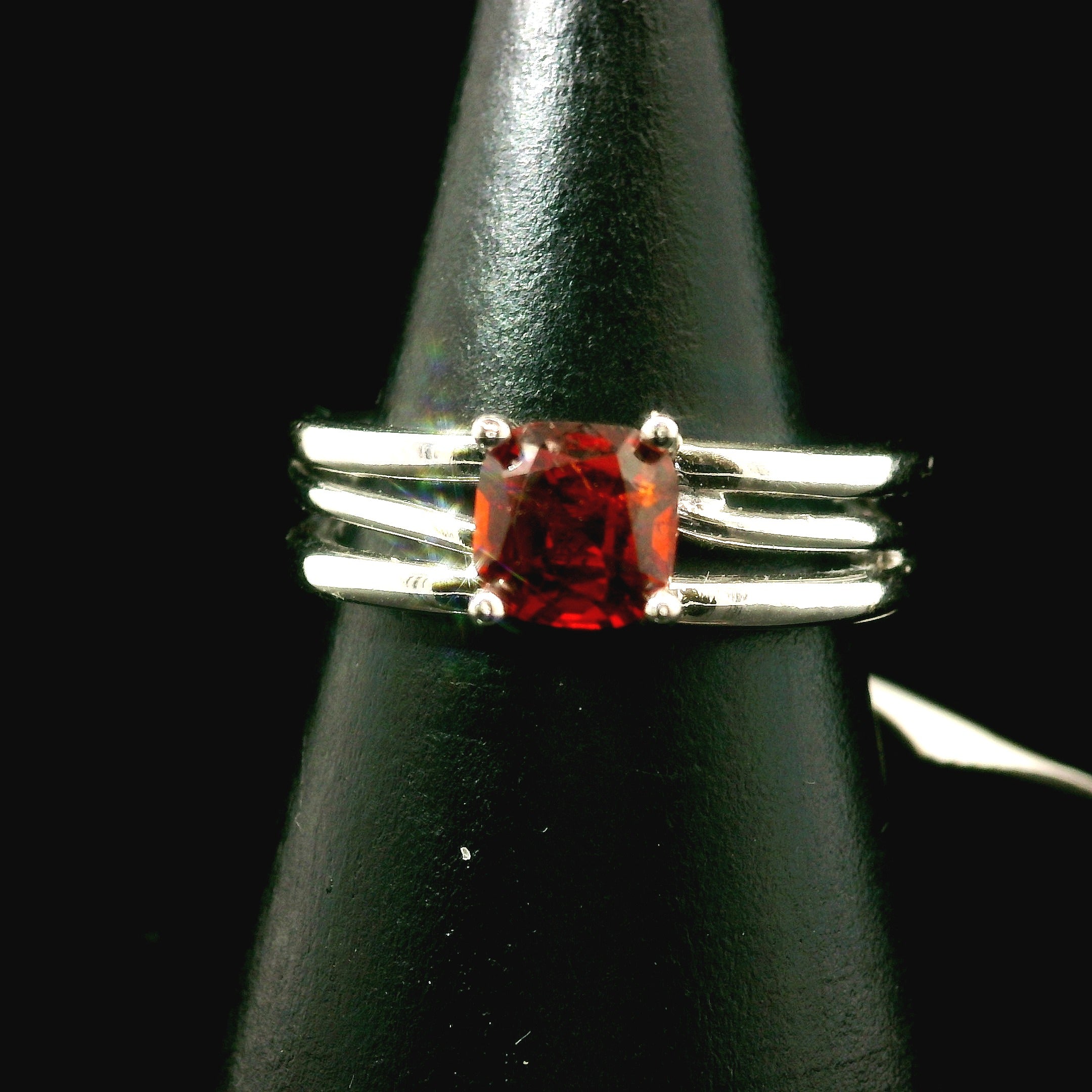 Spessartine Garnet Cuff Ring .925 Silver for Passion and Manifestation