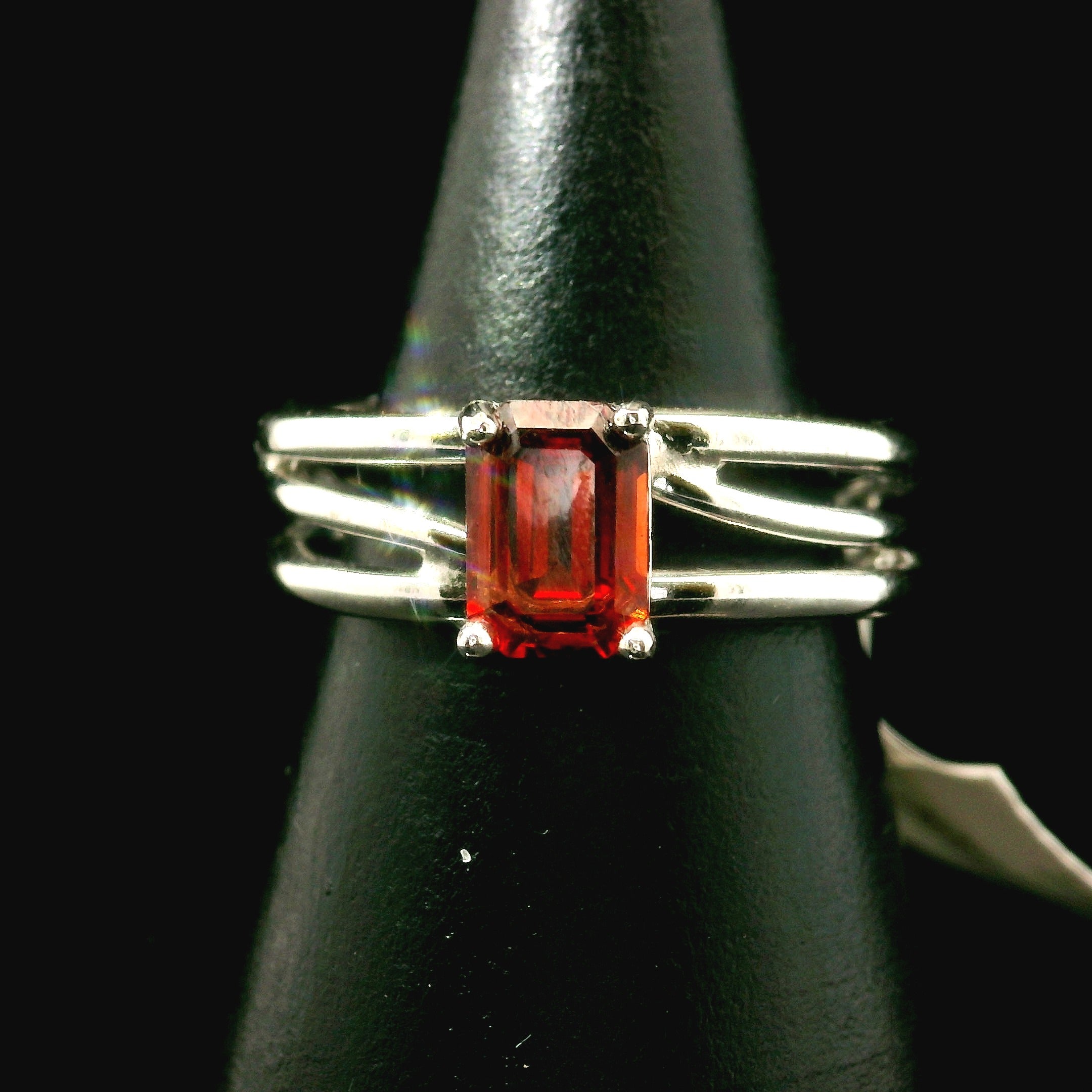 Spessartine Garnet Cuff Ring .925 Silver for Passion and Manifestation