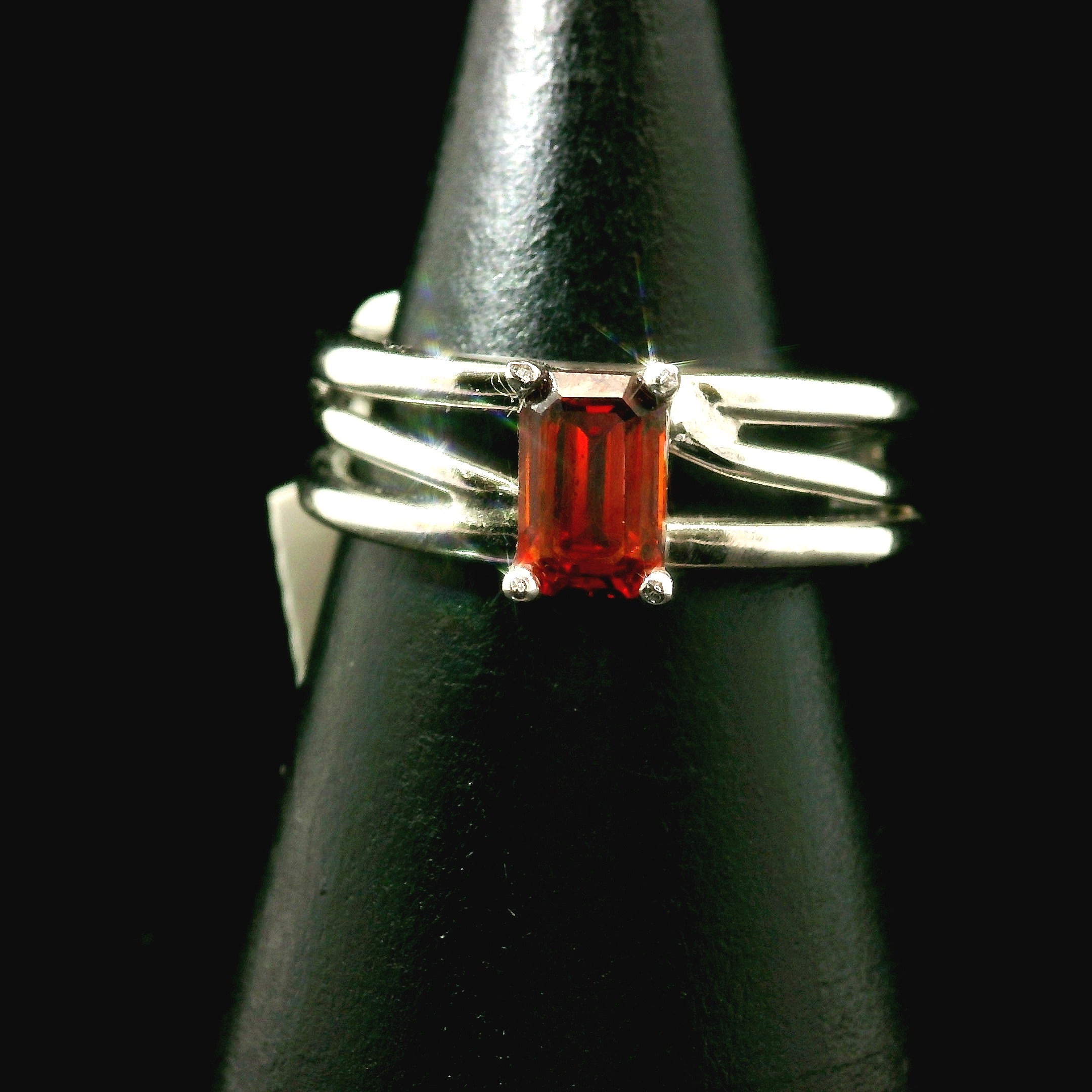 Spessartine Garnet Cuff Ring .925 Silver for Passion and Manifestation