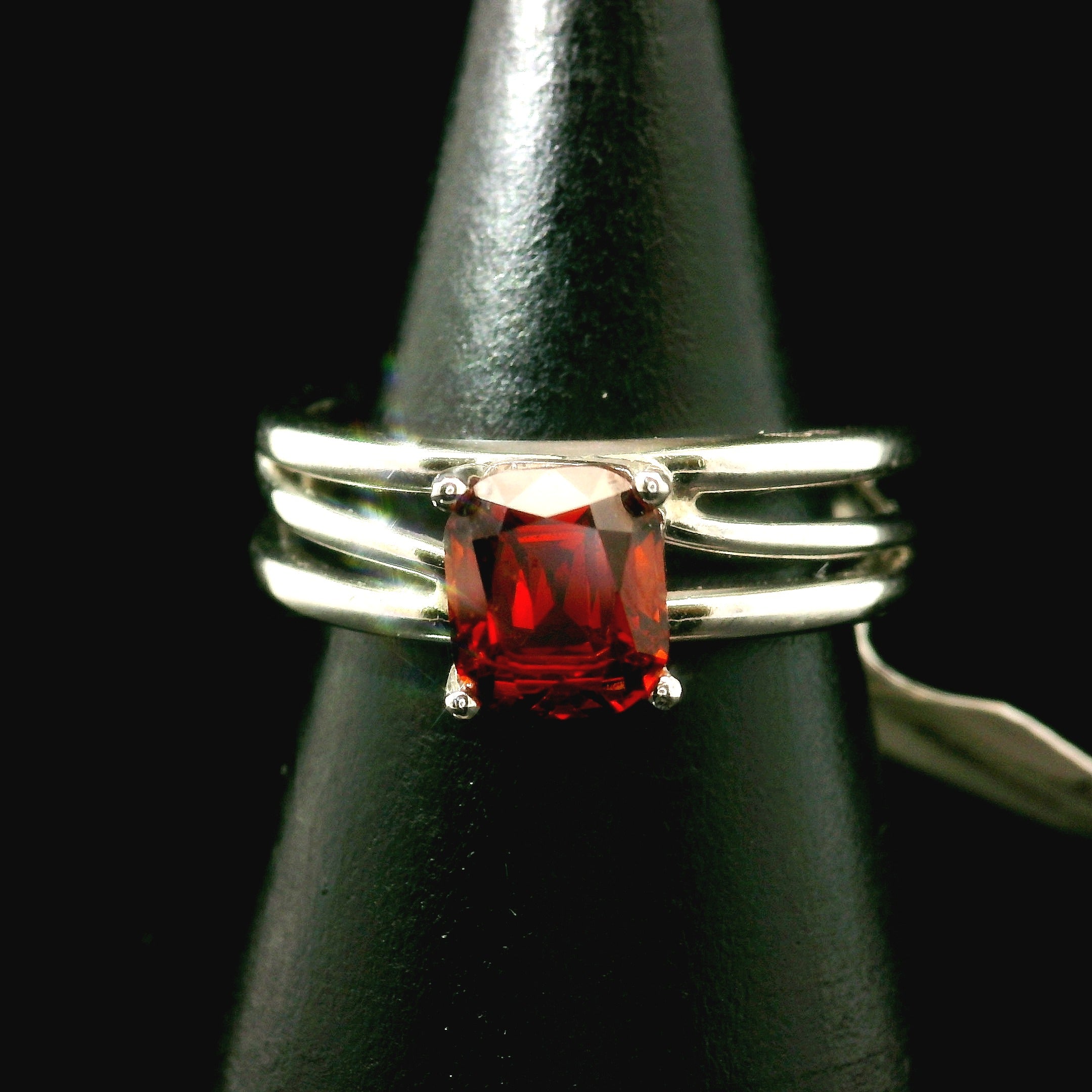 Spessartine Garnet Cuff Ring .925 Silver for Passion and Manifestation
