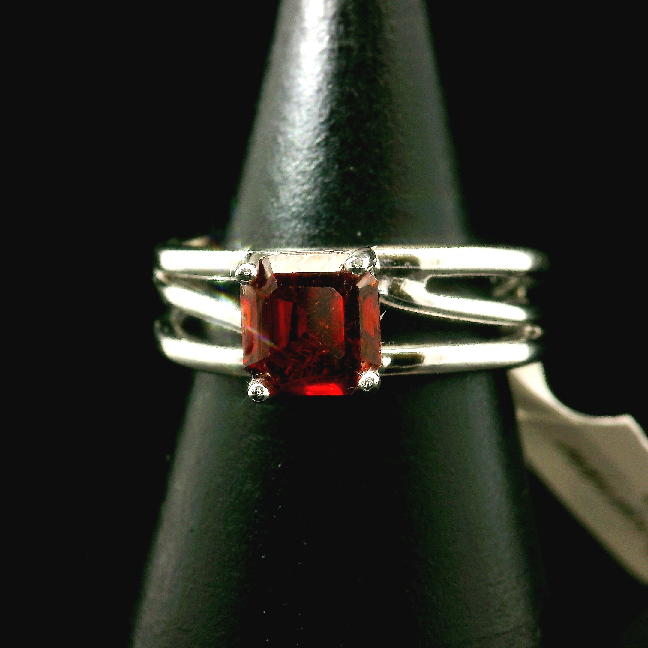 Spessartine Garnet Cuff Ring .925 Silver for Passion and Manifestation