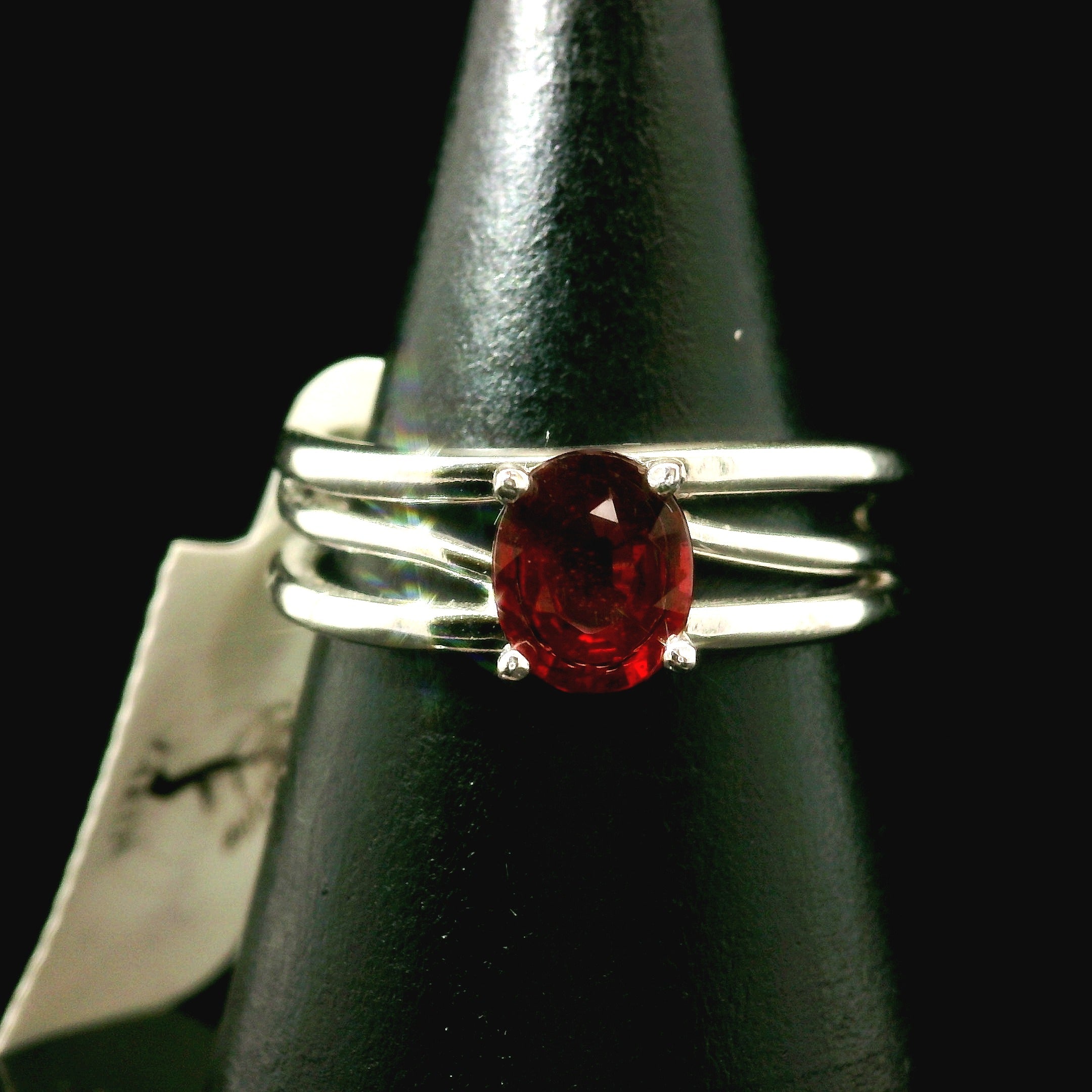 Spessartine Garnet Cuff Ring .925 Silver for Passion and Manifestation