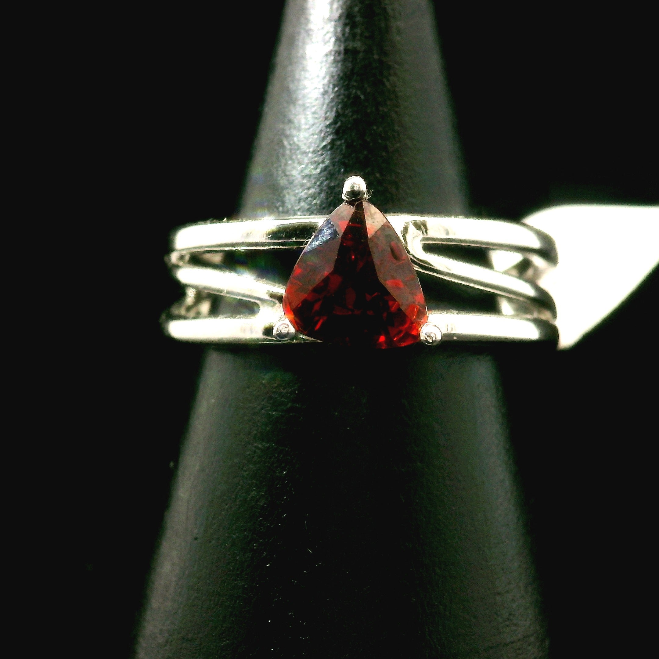 Spessartine Garnet Cuff Ring .925 Silver for Passion and Manifestation