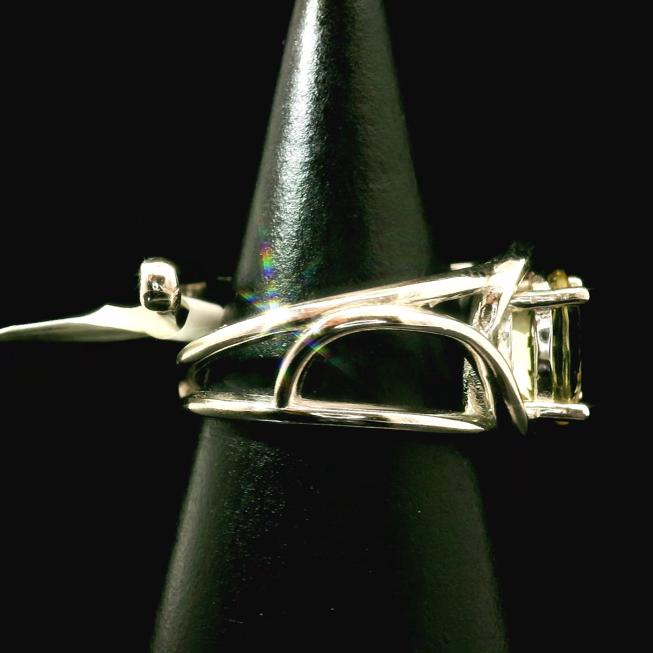 Golden Apatite Cuff Ring .925 Silver for Creation, Confidence and Manifestation