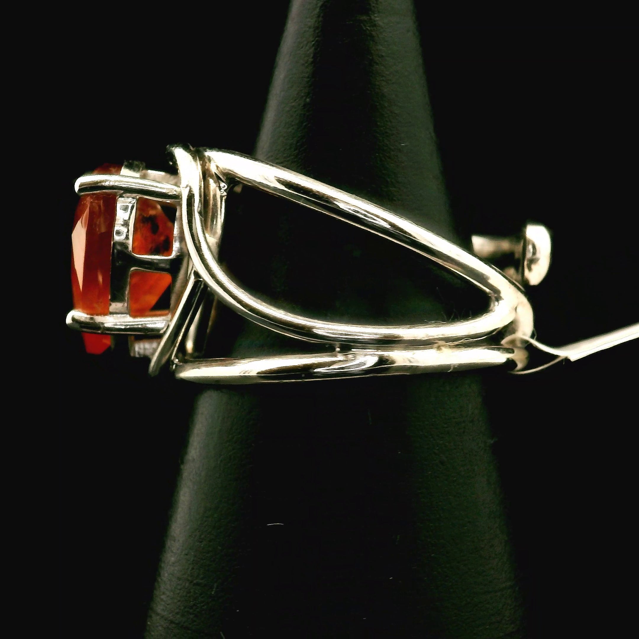 Hessonite Garnet Heart Cuff Ring in .925 Silver for Manifesting Love and Success in your Career, Protection and Wealth
