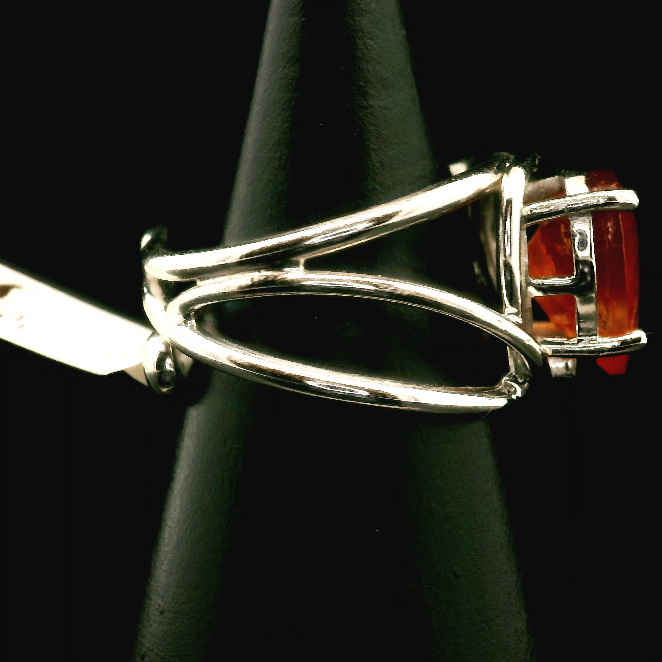 Hessonite Garnet Heart Cuff Ring in .925 Silver for Manifesting Love and Success in your Career, Protection and Wealth
