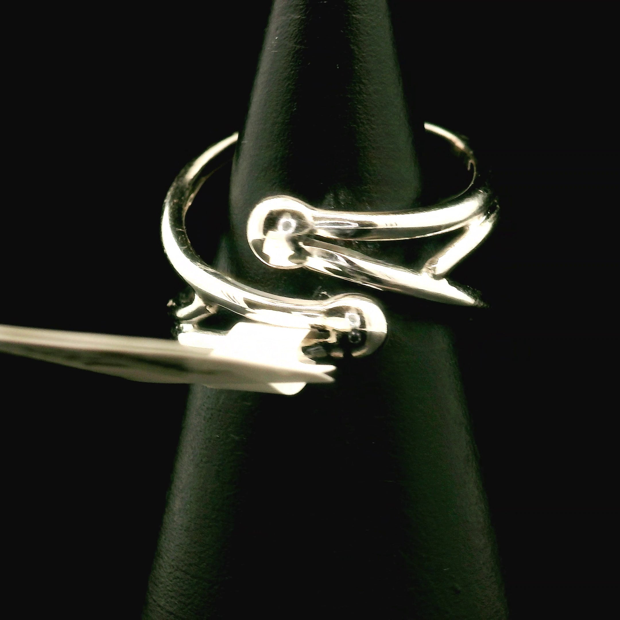 Amphibole Quartz Cuff Ring .925 Sterling Silver for Connecion with Angels and Protection