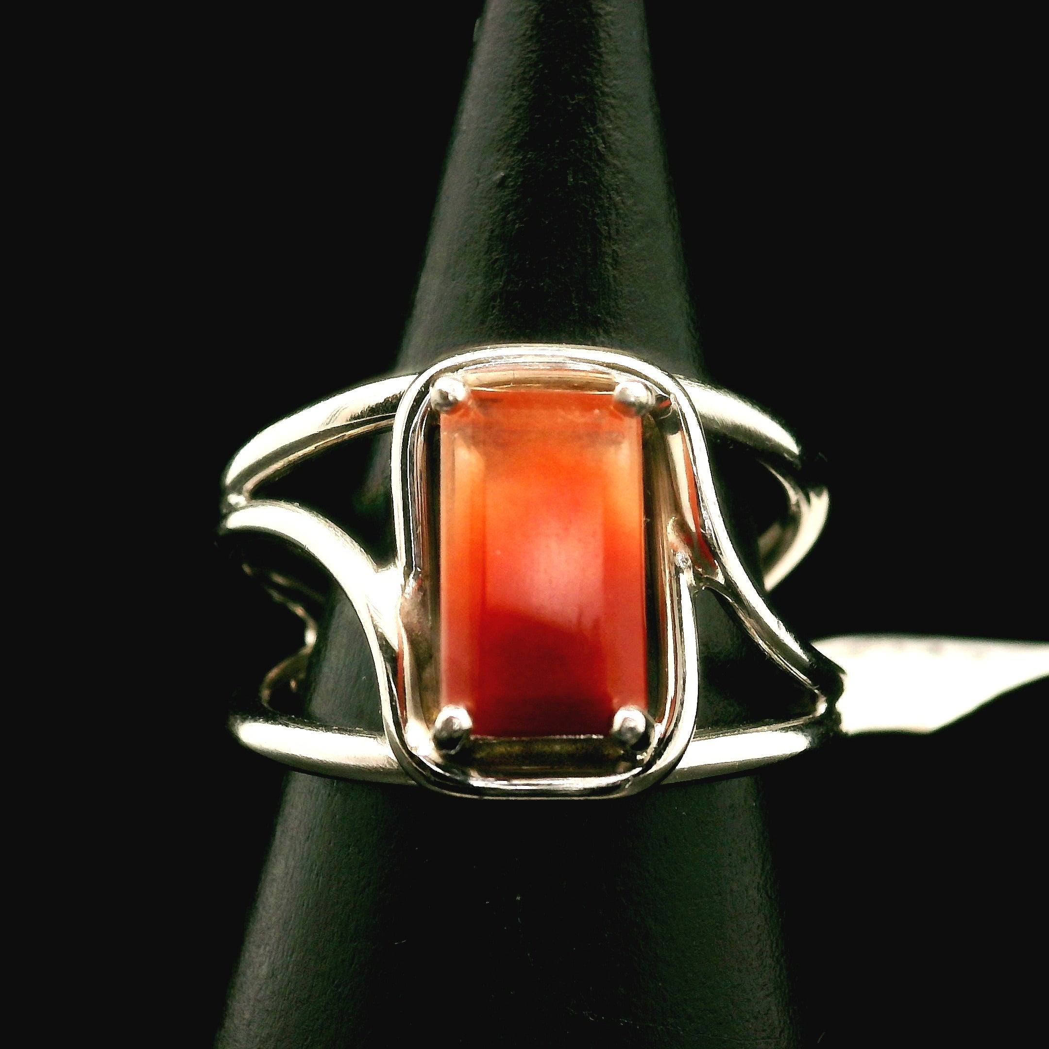 Amphibole Quartz Cuff Ring .925 Sterling Silver for Connecion with Angels and Protection