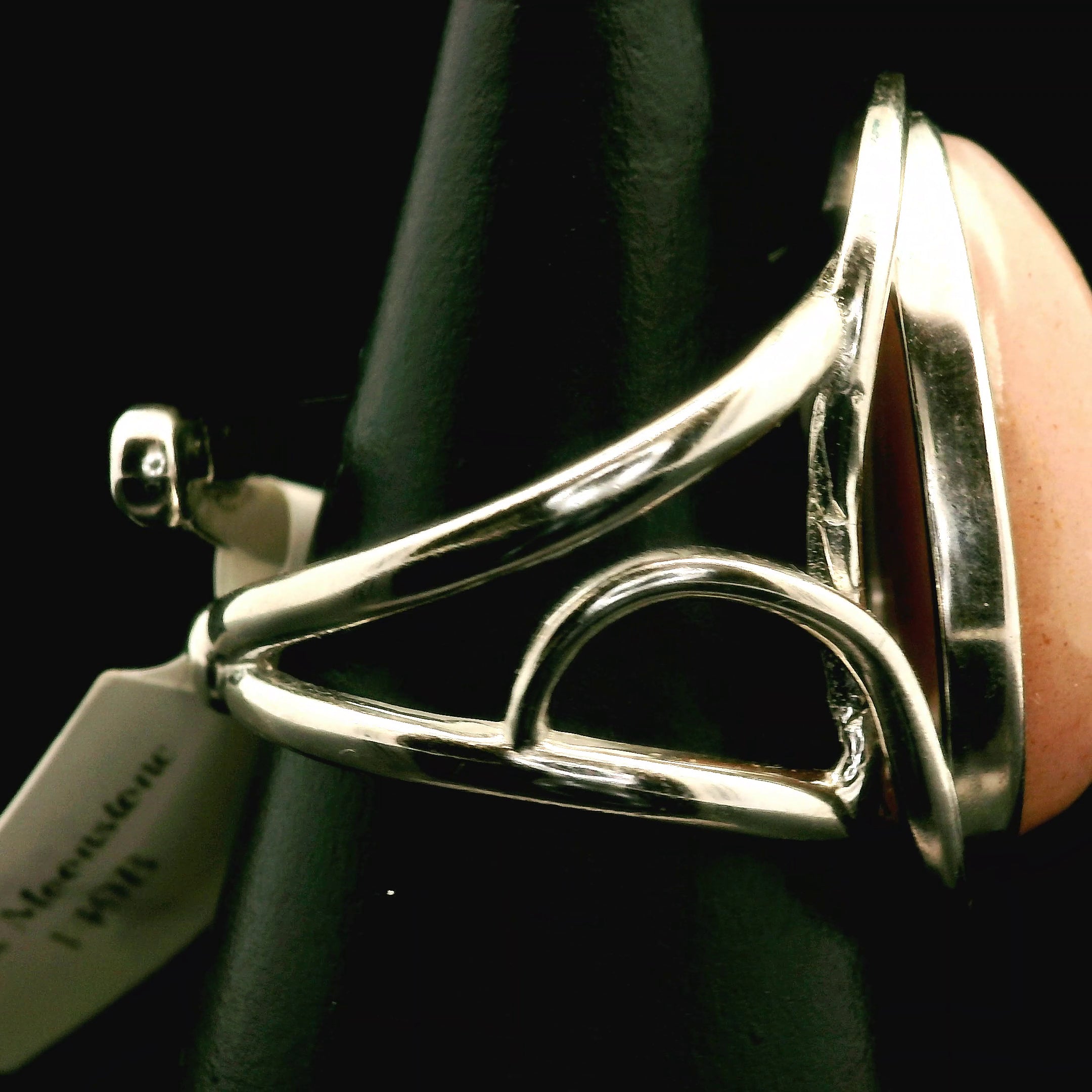 Peach Moonstone Cuff Ring .925 Silver for New Beginnings, Artistic Expression, Creativity & Manifestation