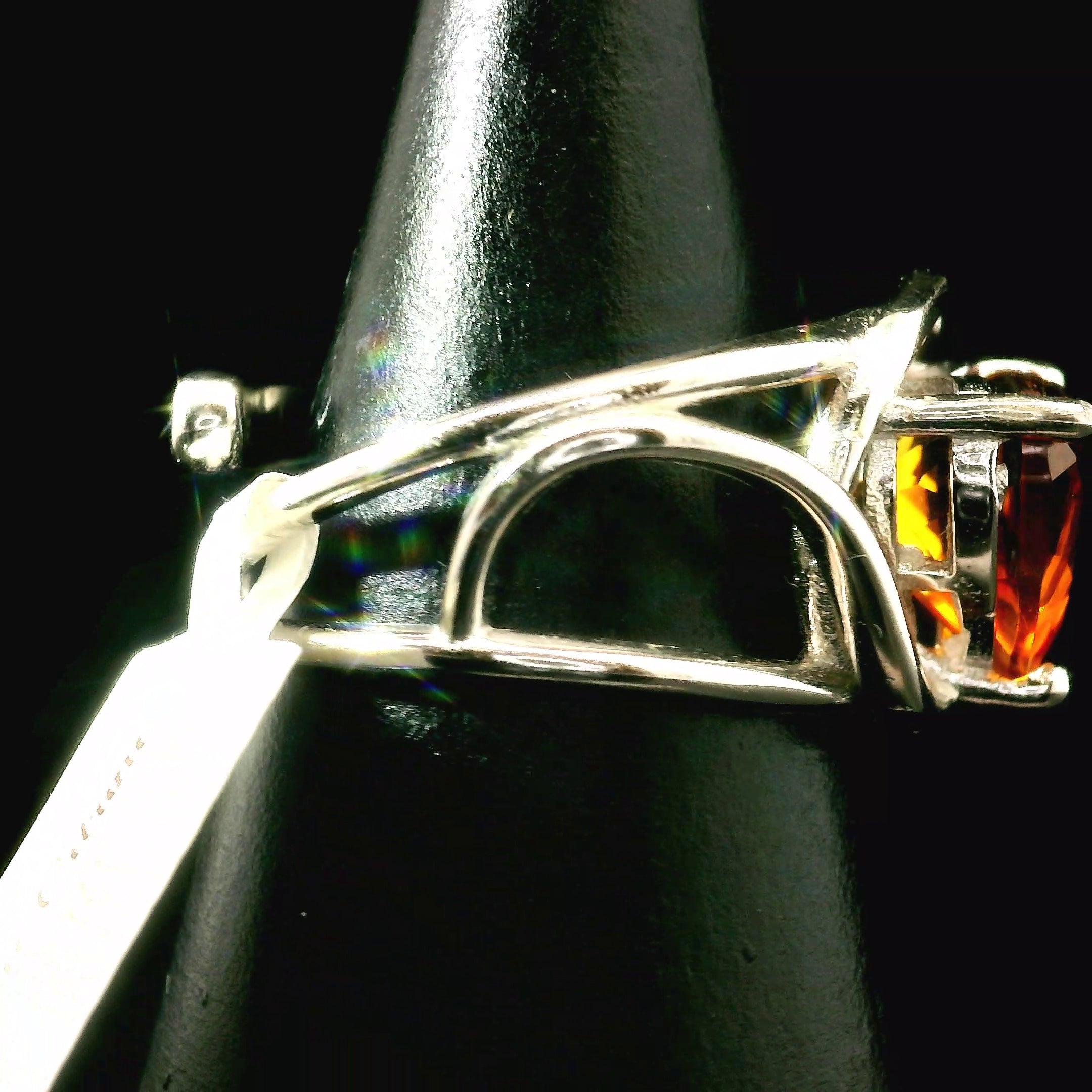 Madeira Citrine Heart Cuff Ring .925 Silver for Abundance, Good Luck and Positivity