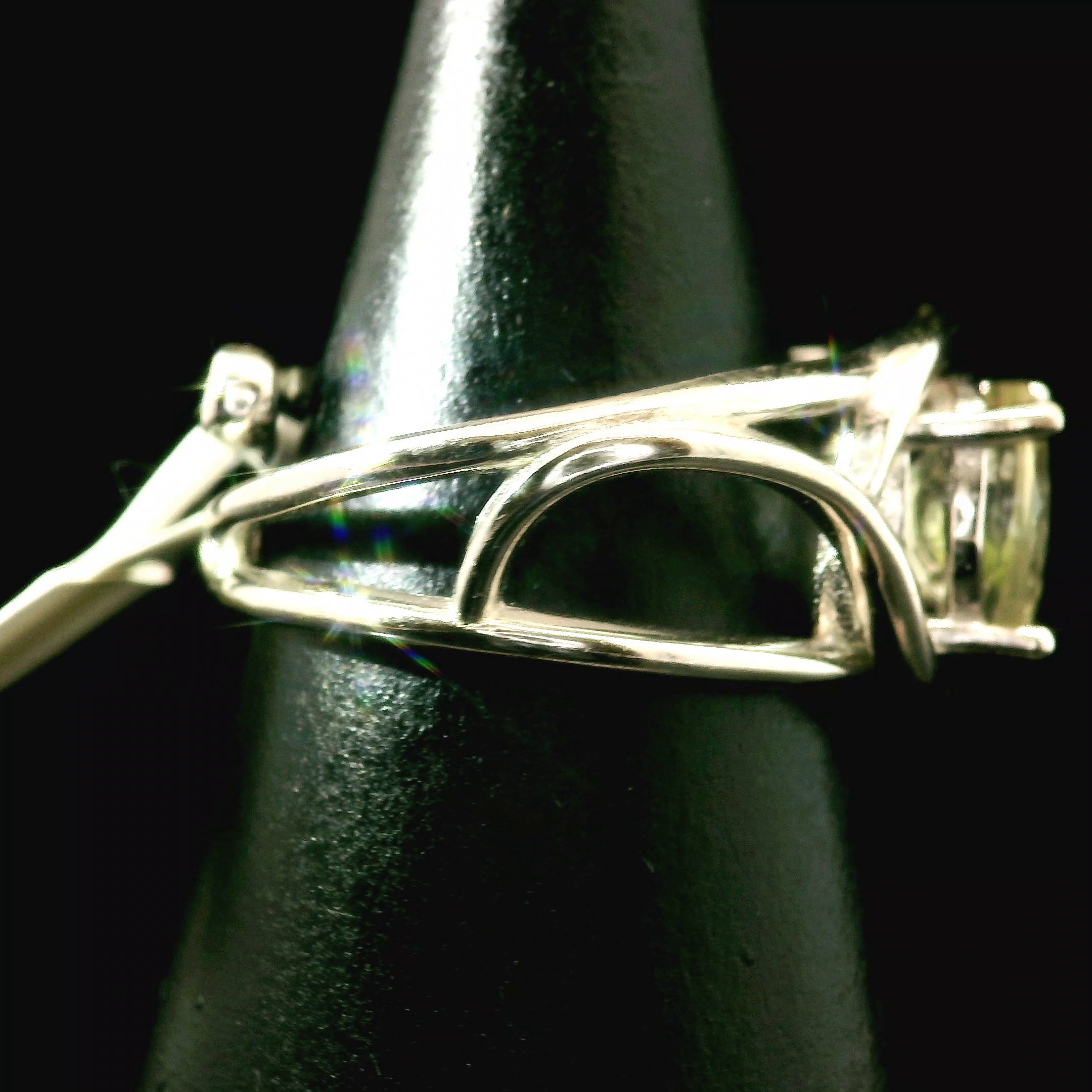Citrine and Perdiot Cuff Ring .925 Silver for Abundance, Good Luck and Positivity