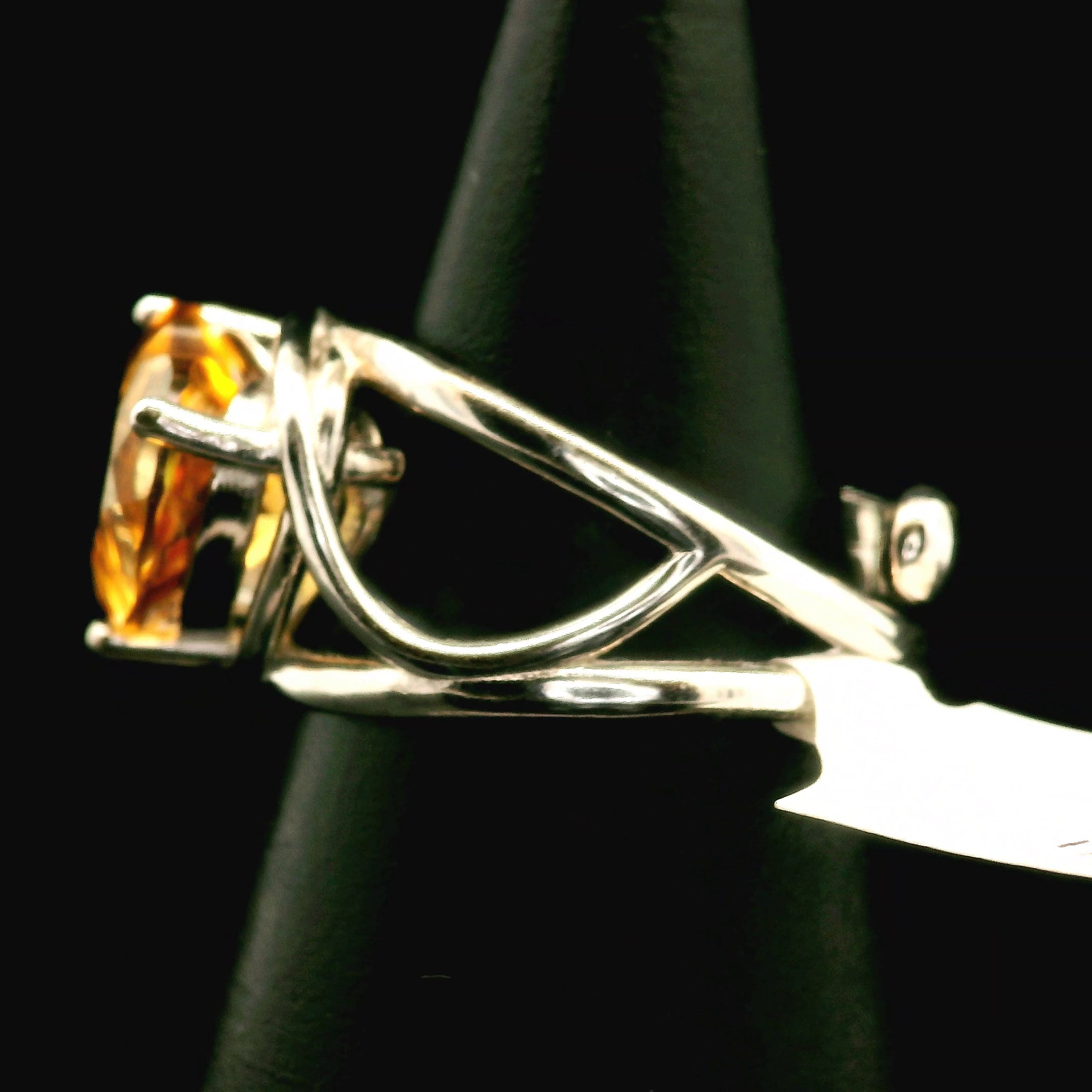 Citrine and Perdiot Heart Cuff Ring .925 Silver for Abundance, Good Luck and Positivity