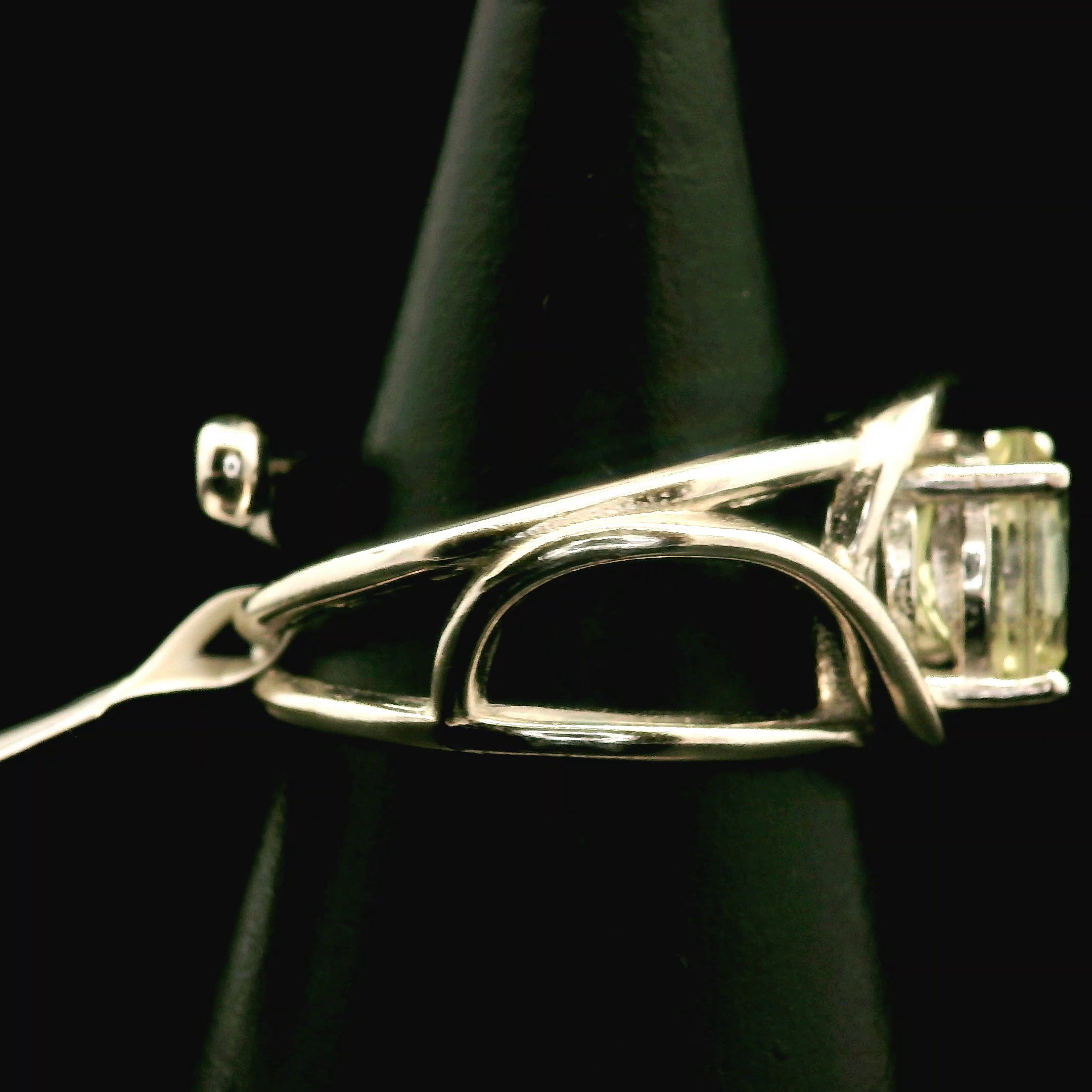 Citrine and Iolite Cuff Ring .925 Silver for Abundance, Good Luck and Positivity