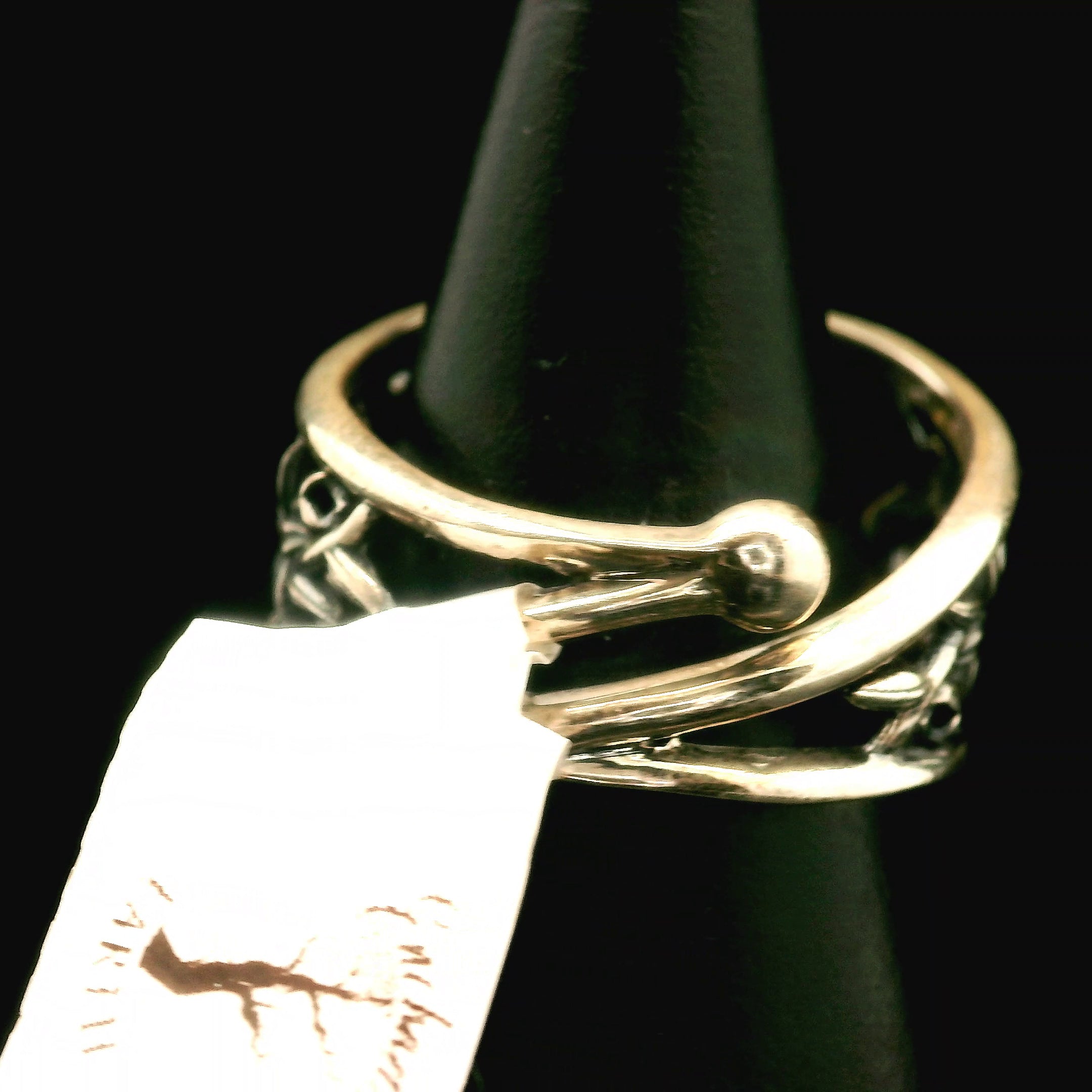 Citrine Hummingbird Cuff Ring .925 Silver for Abundance, Good Luck and Positivity