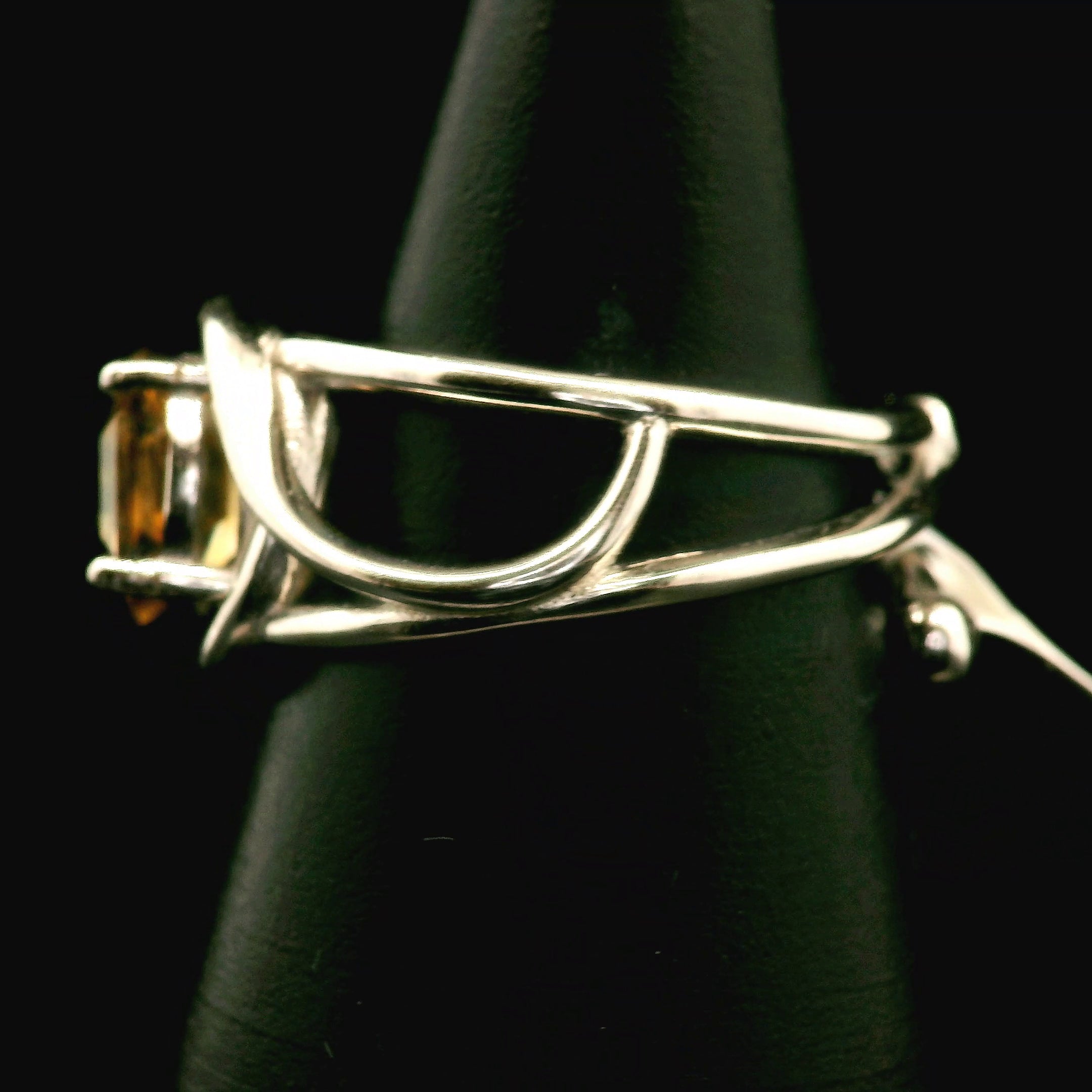 Zambian Citrine Cuff Ring .925 Silver for Abundance, Good Luck and Positivity