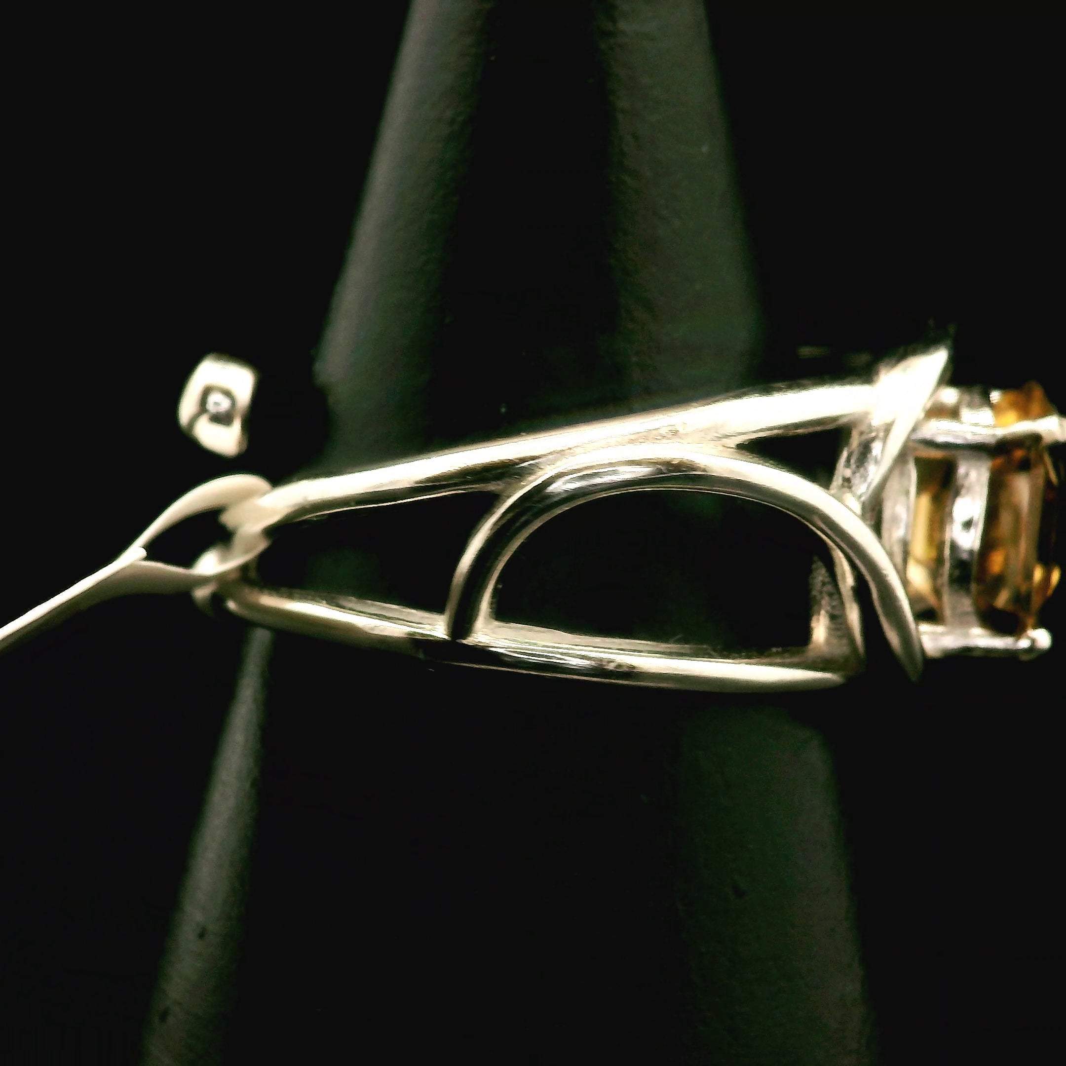 Zambian Citrine Cuff Ring .925 Silver for Abundance, Good Luck and Positivity