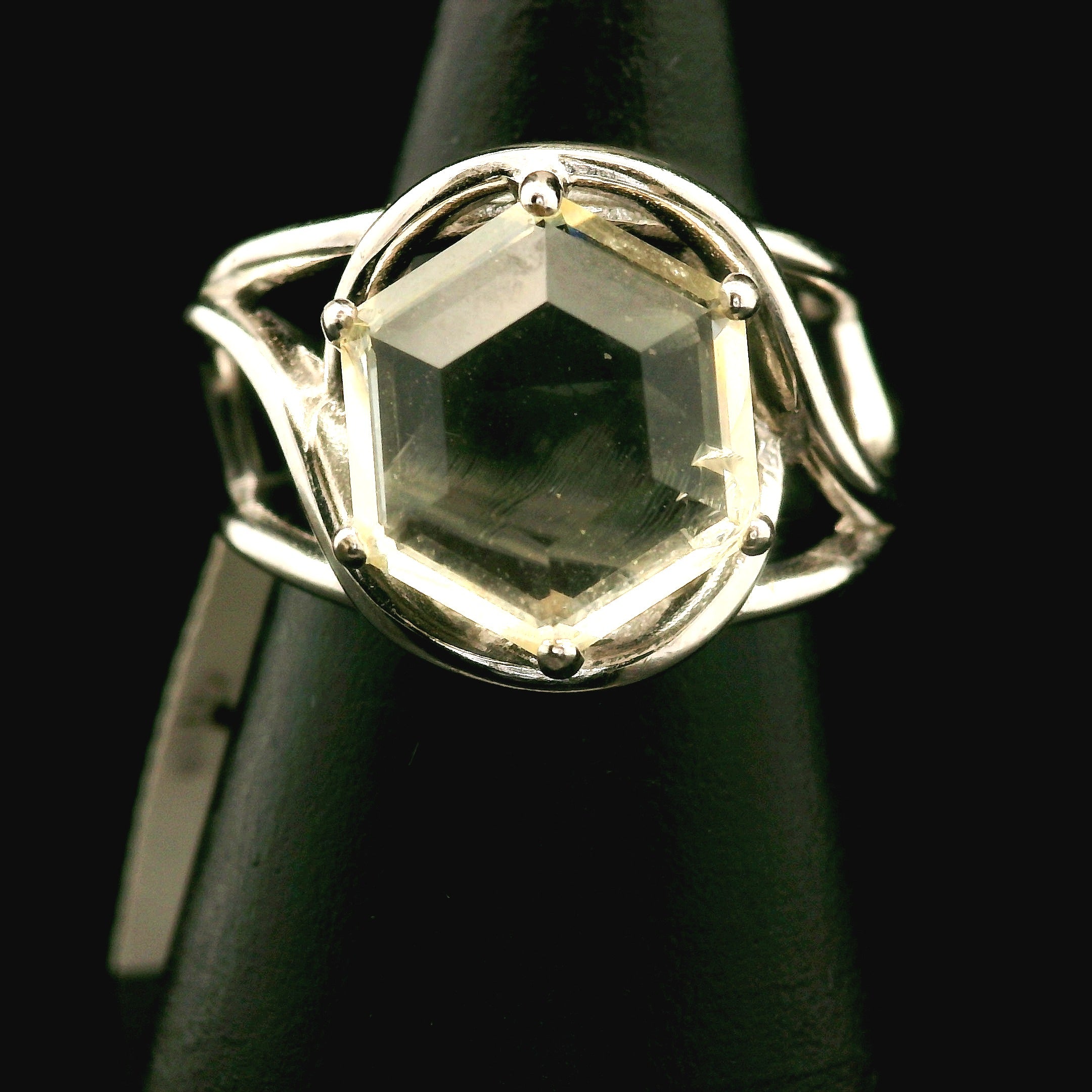 Zambian Citrine Cuff Ring .925 Silver for Abundance, Good Luck and Positivity