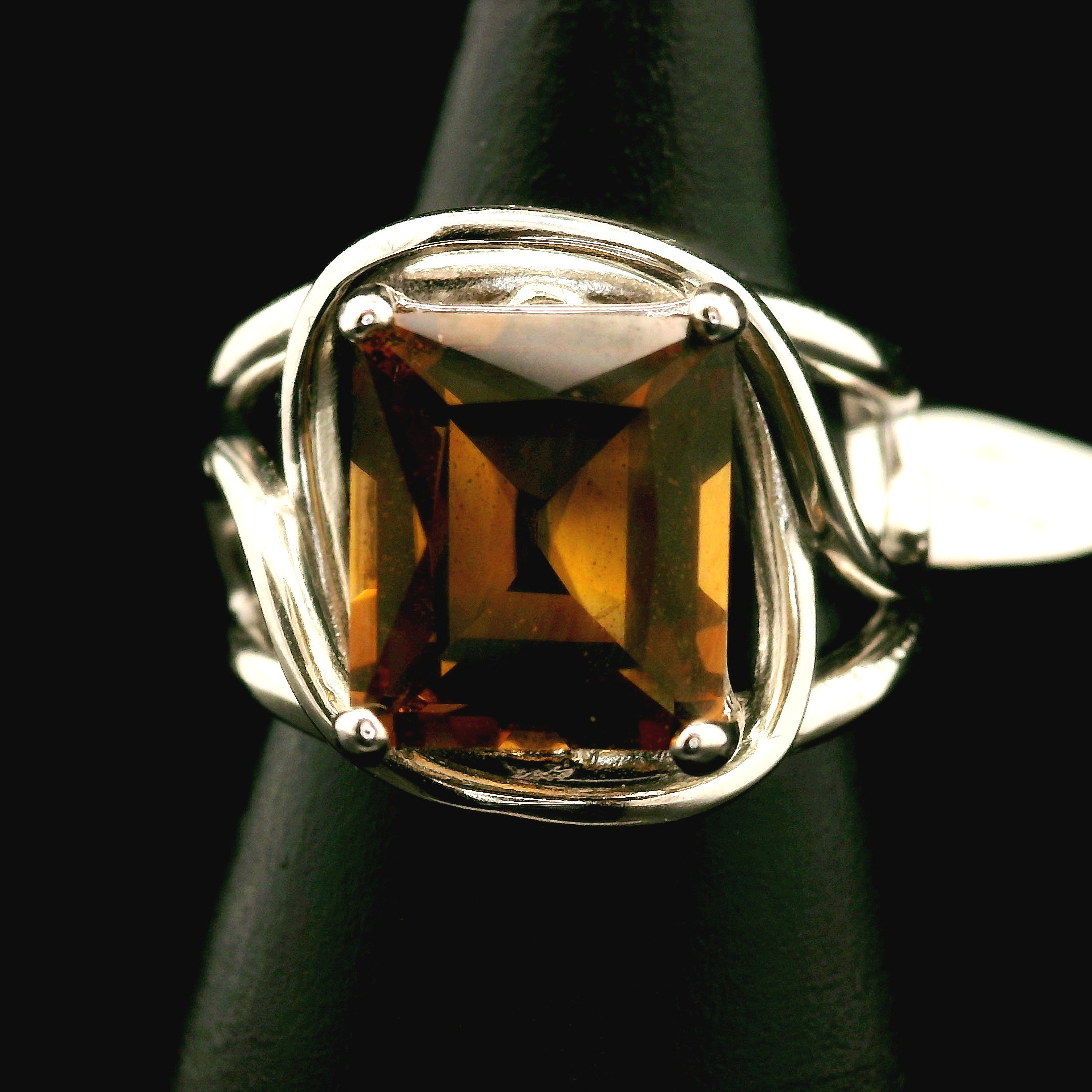 Zambian Citrine Cuff Ring .925 Silver for Abundance, Good Luck and Positivity