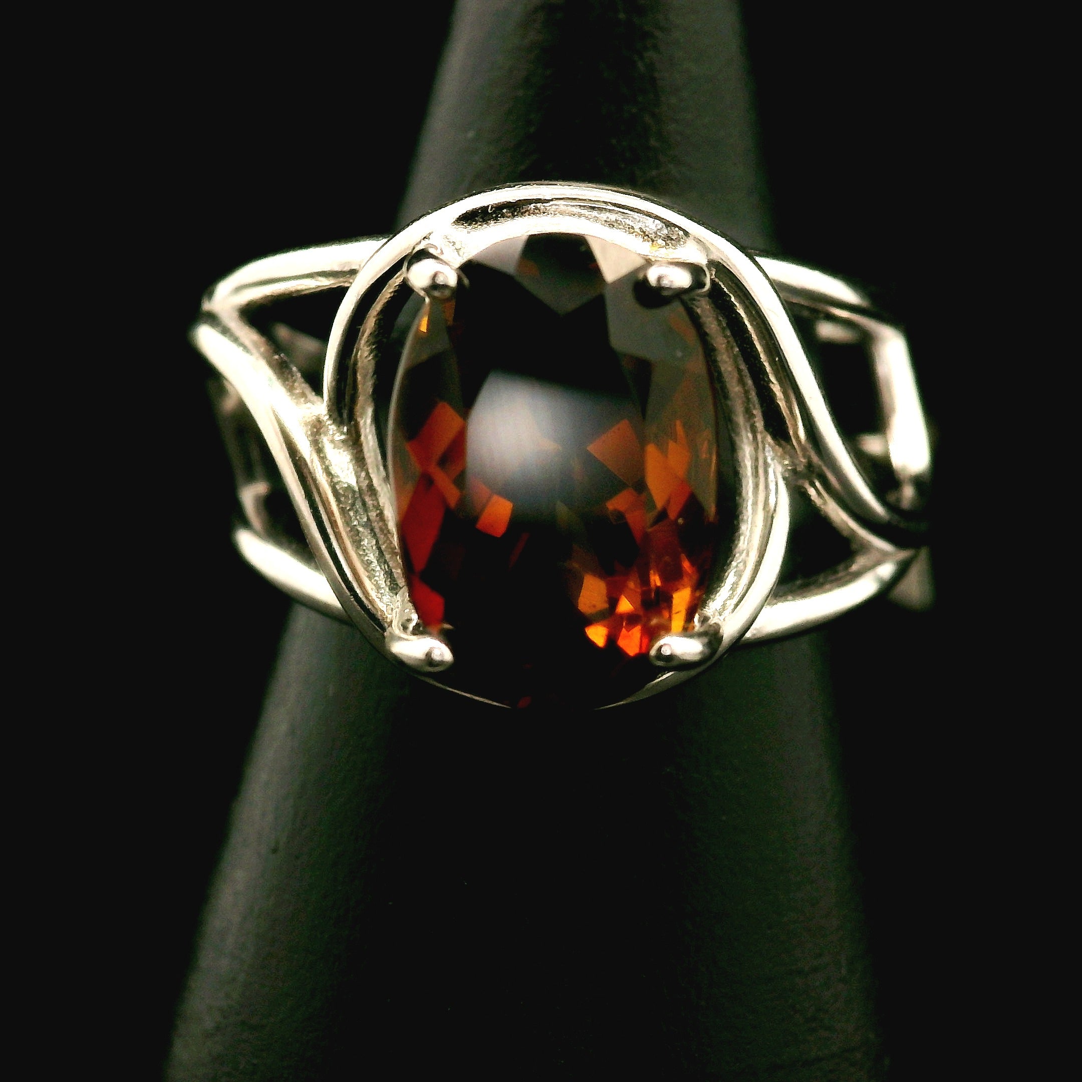 Zambian Citrine Cuff Ring .925 Silver for Abundance, Good Luck and Positivity