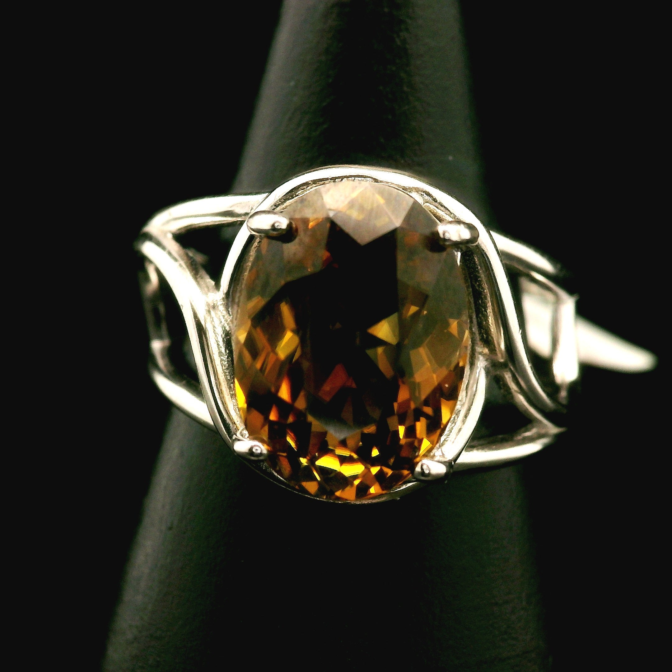 Zambian Citrine Cuff Ring .925 Silver for Abundance, Good Luck and Positivity