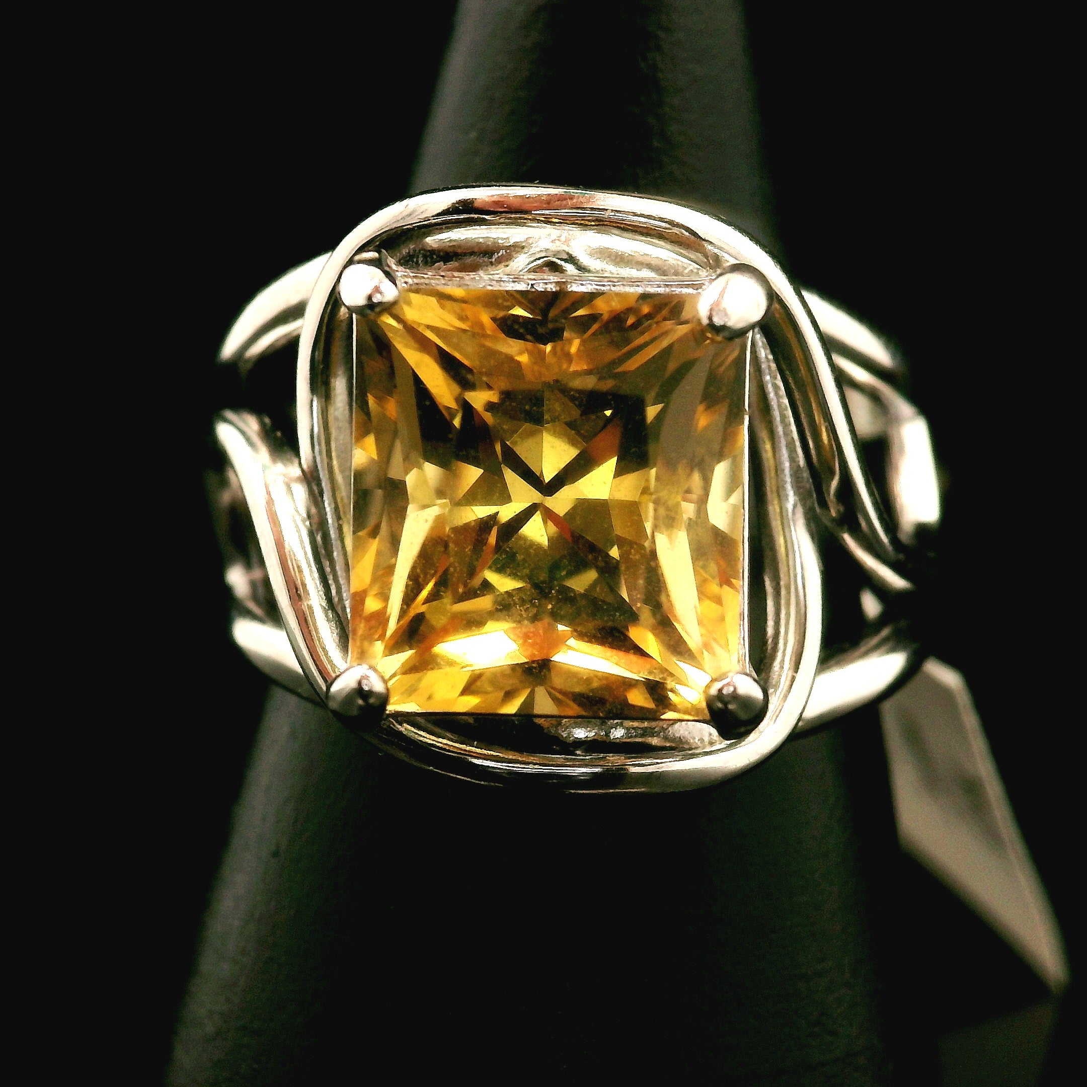 Zambian Citrine Cuff Ring .925 Silver for Abundance, Good Luck and Positivity