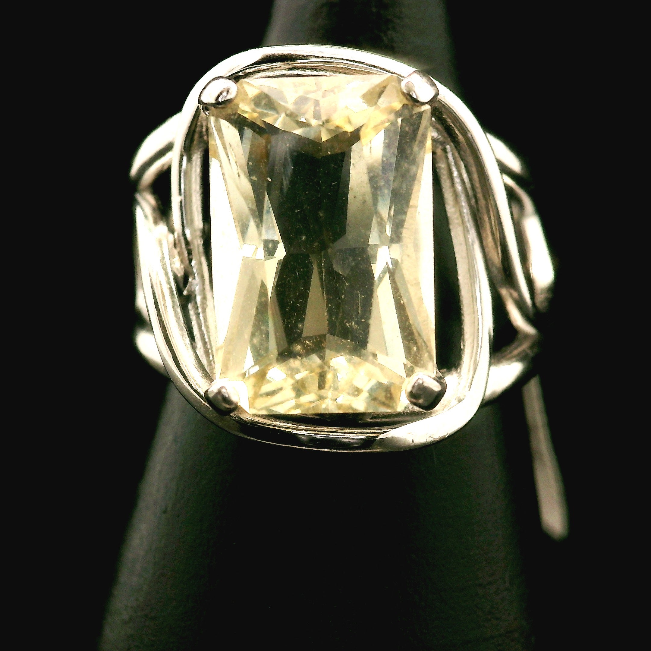 Zambian Citrine Cuff Ring .925 Silver for Abundance, Good Luck and Positivity
