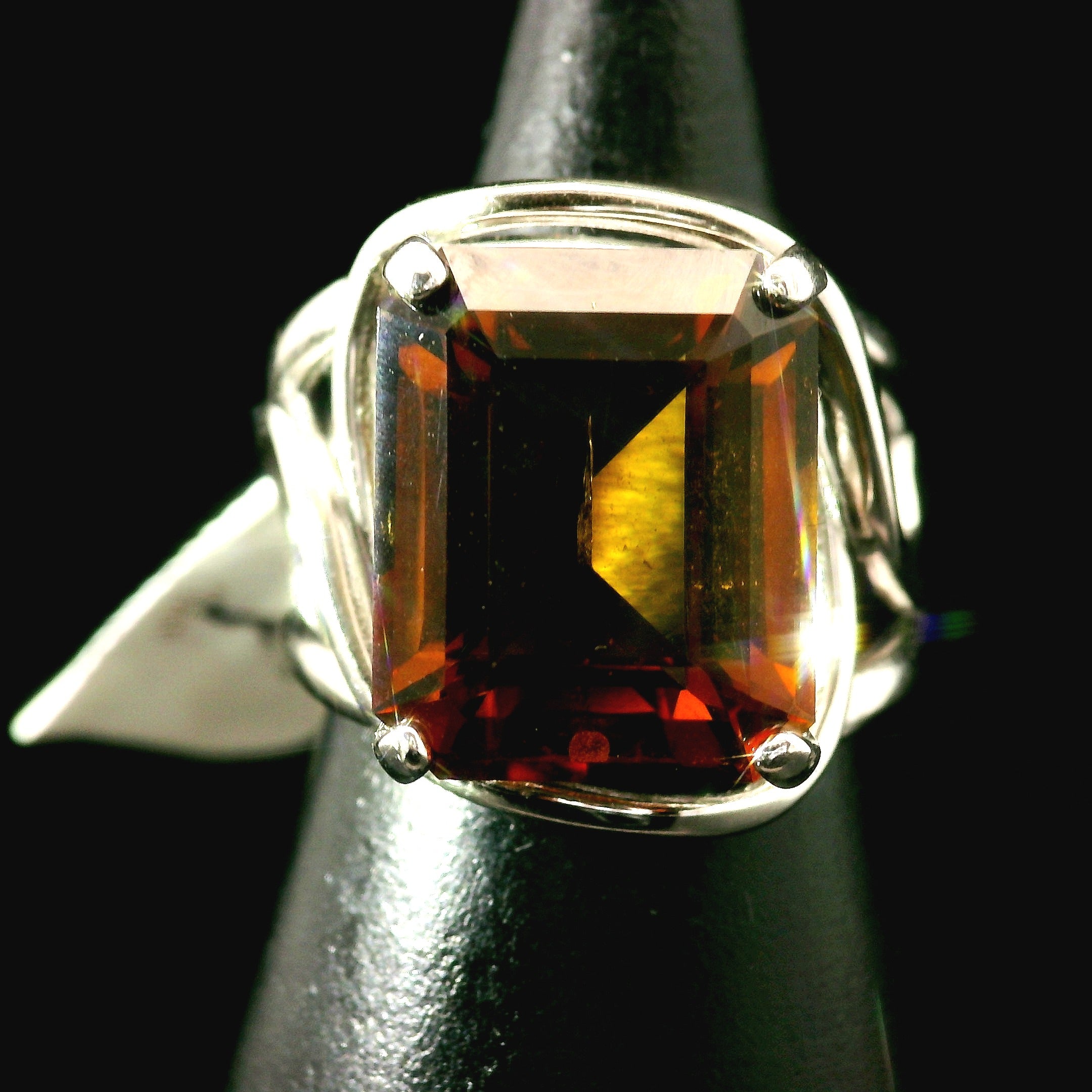 Zambian Citrine Cuff Ring .925 Silver for Abundance, Good Luck and Positivity