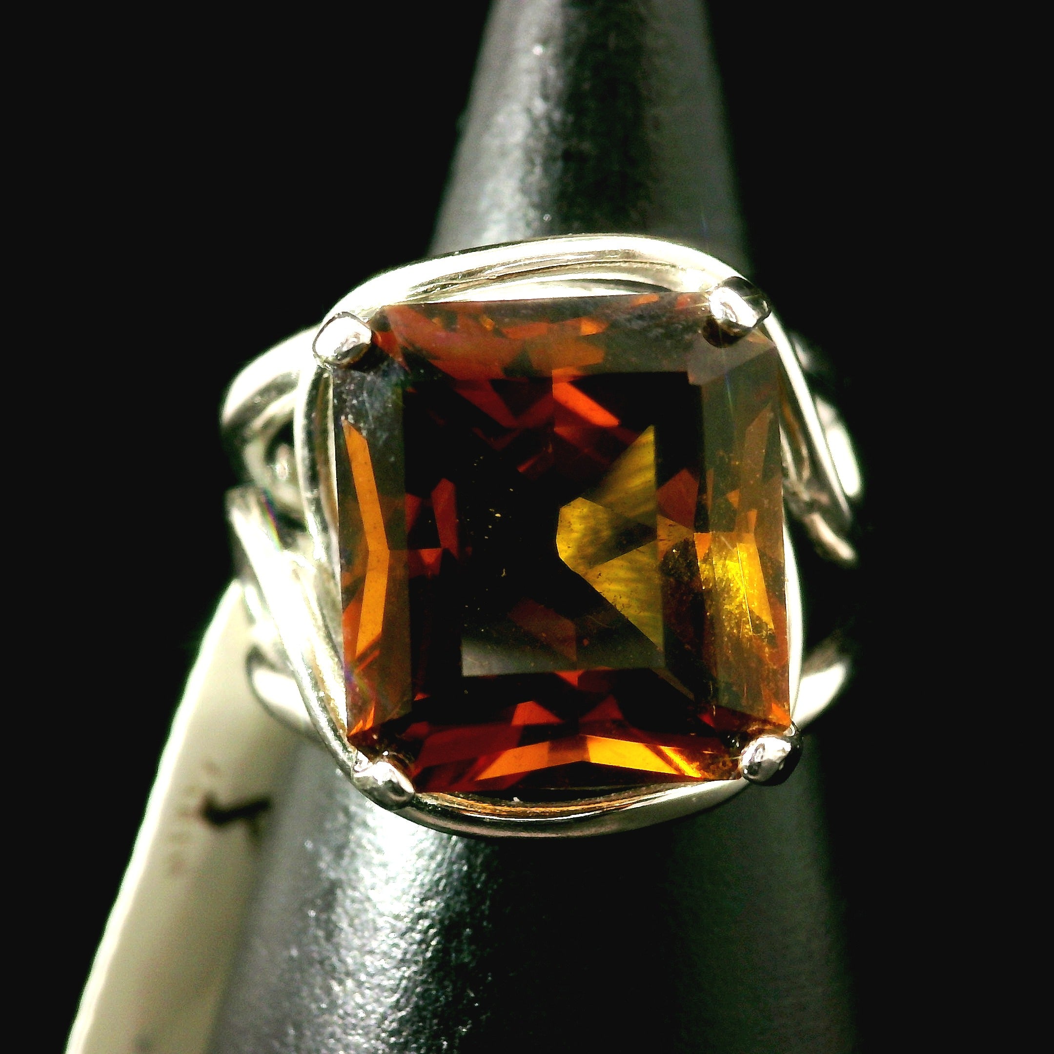 Zambian Citrine Cuff Ring .925 Silver for Abundance, Good Luck and Positivity