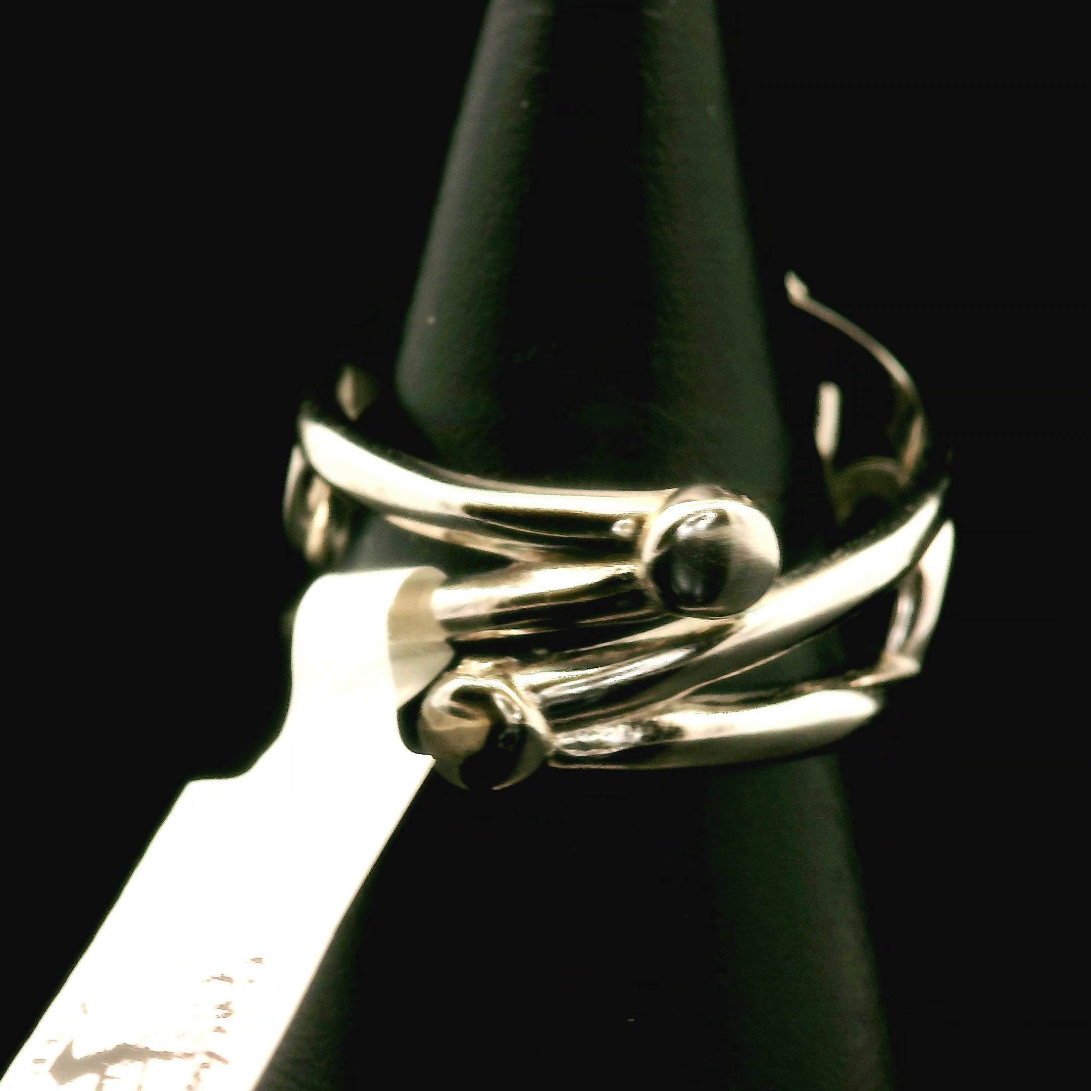 Gold Aragonite Cuff Ring 925 Silver for Joy, Love and Empowerment