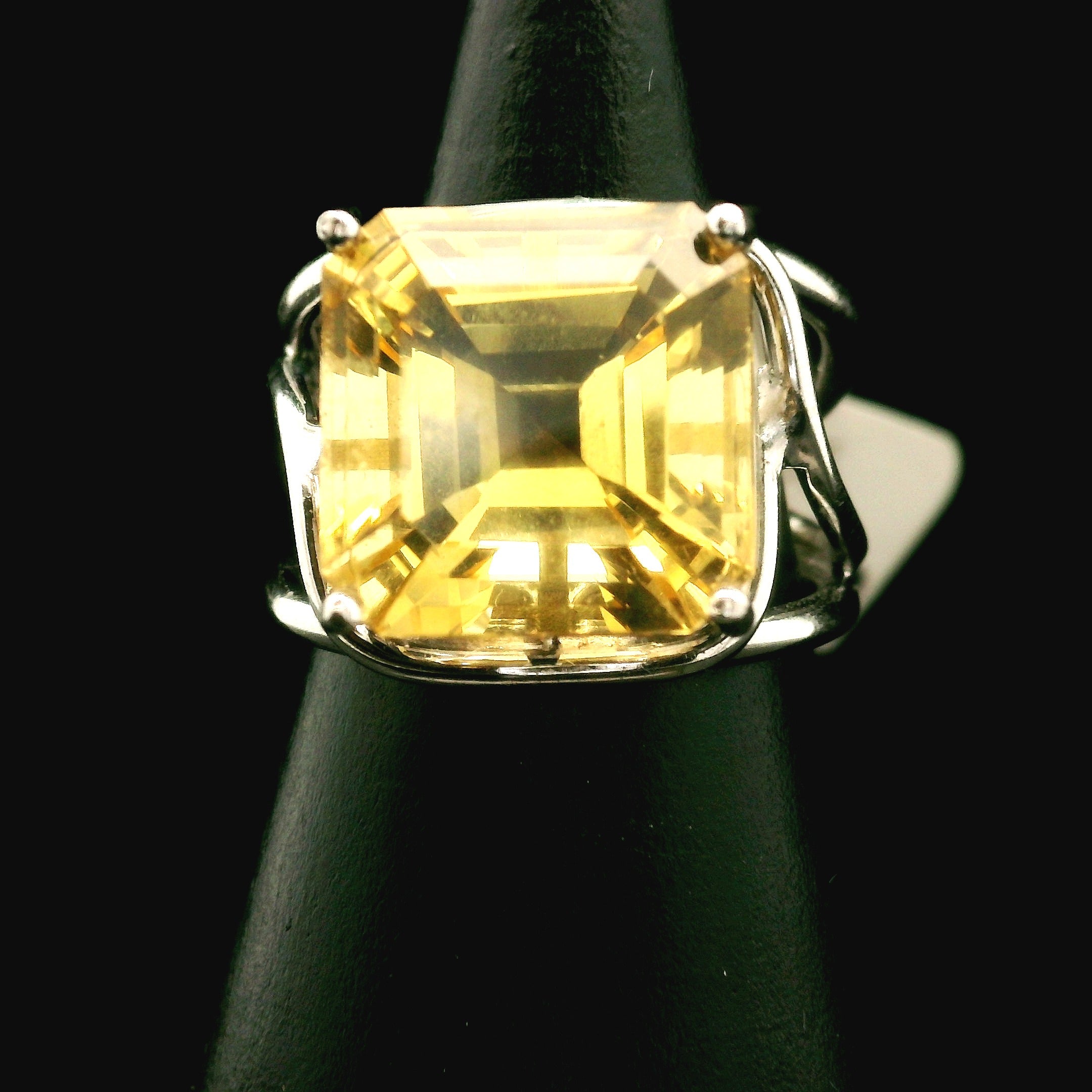 Citrine Cuff Ring .925 Silver for Abundance, Good Luck and Positivity