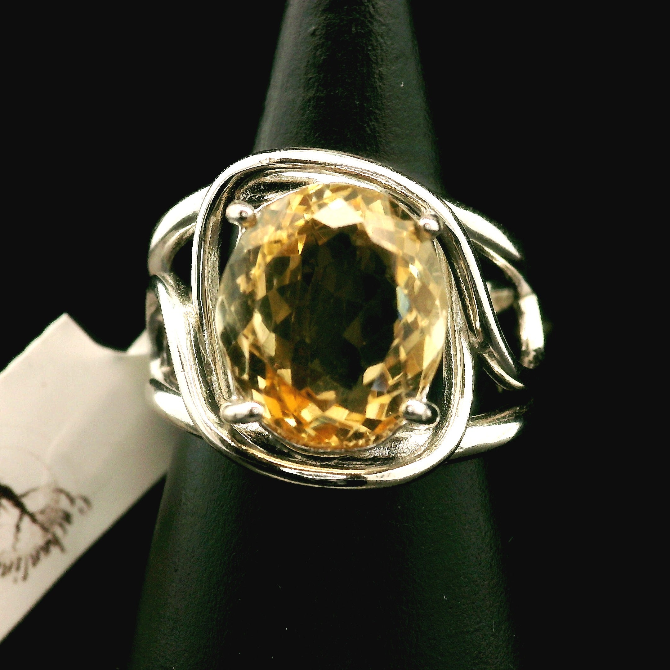 Citrine Cuff Ring .925 Silver for Abundance, Good Luck and Positivity