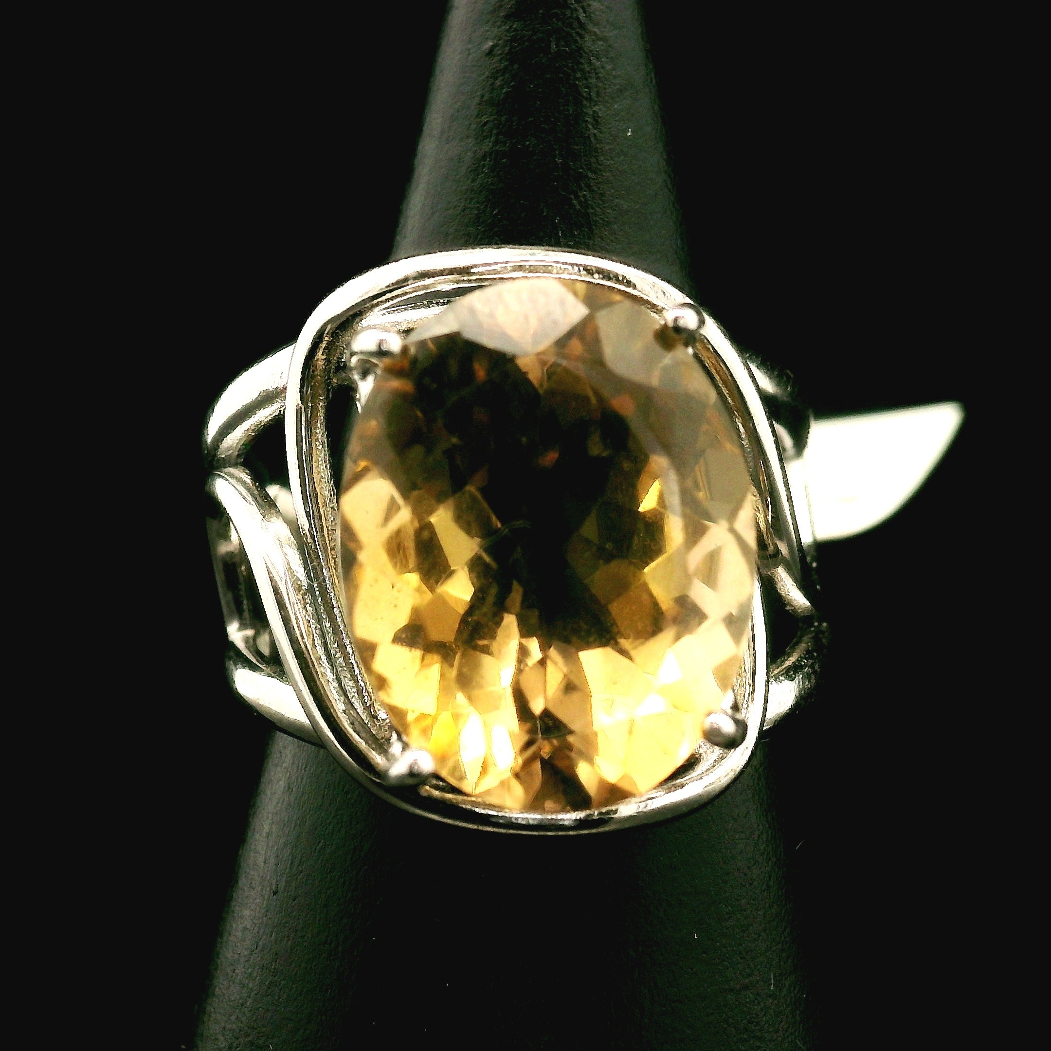 Citrine Cuff Ring .925 Silver for Abundance, Good Luck and Positivity