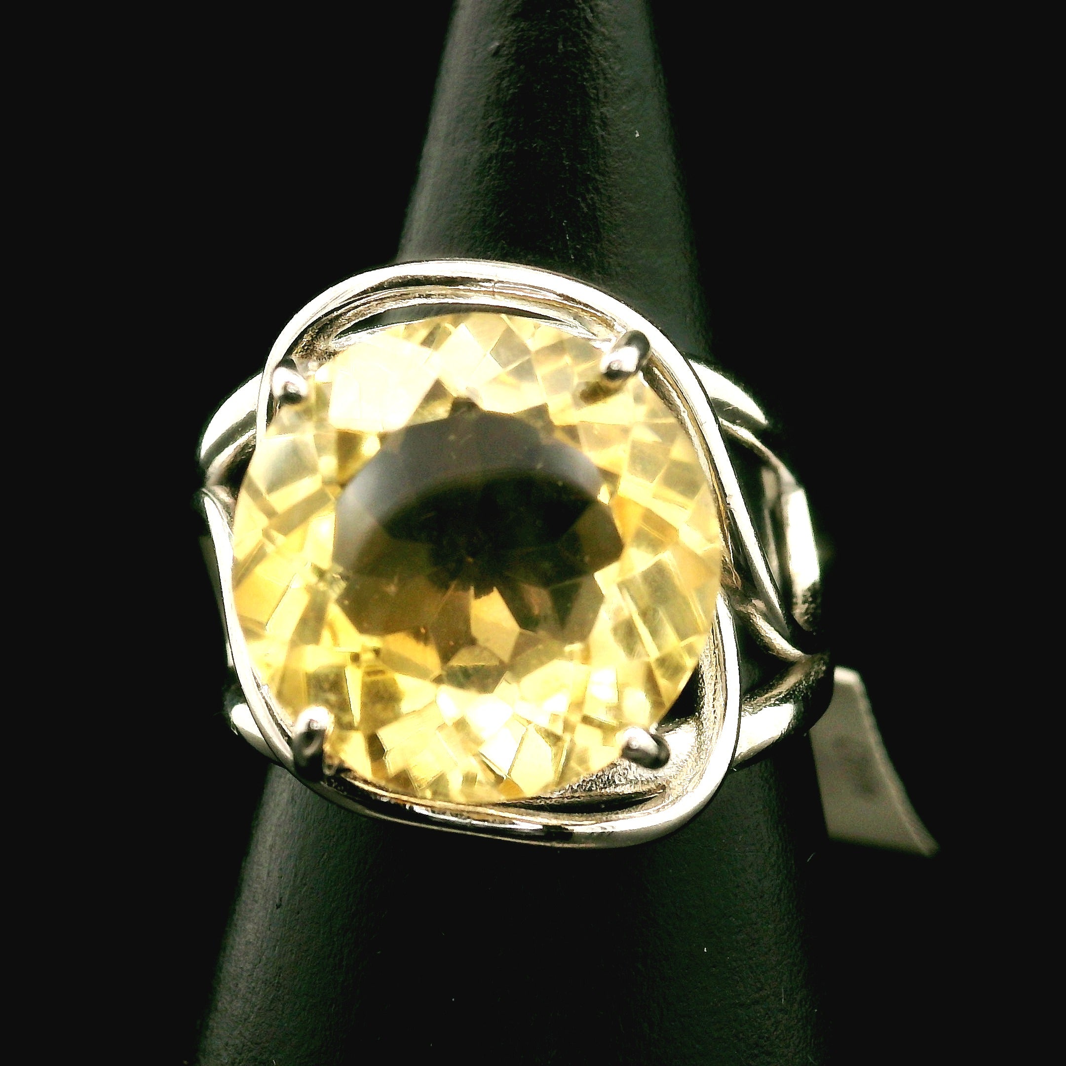 Citrine Cuff Ring .925 Silver for Abundance, Good Luck and Positivity
