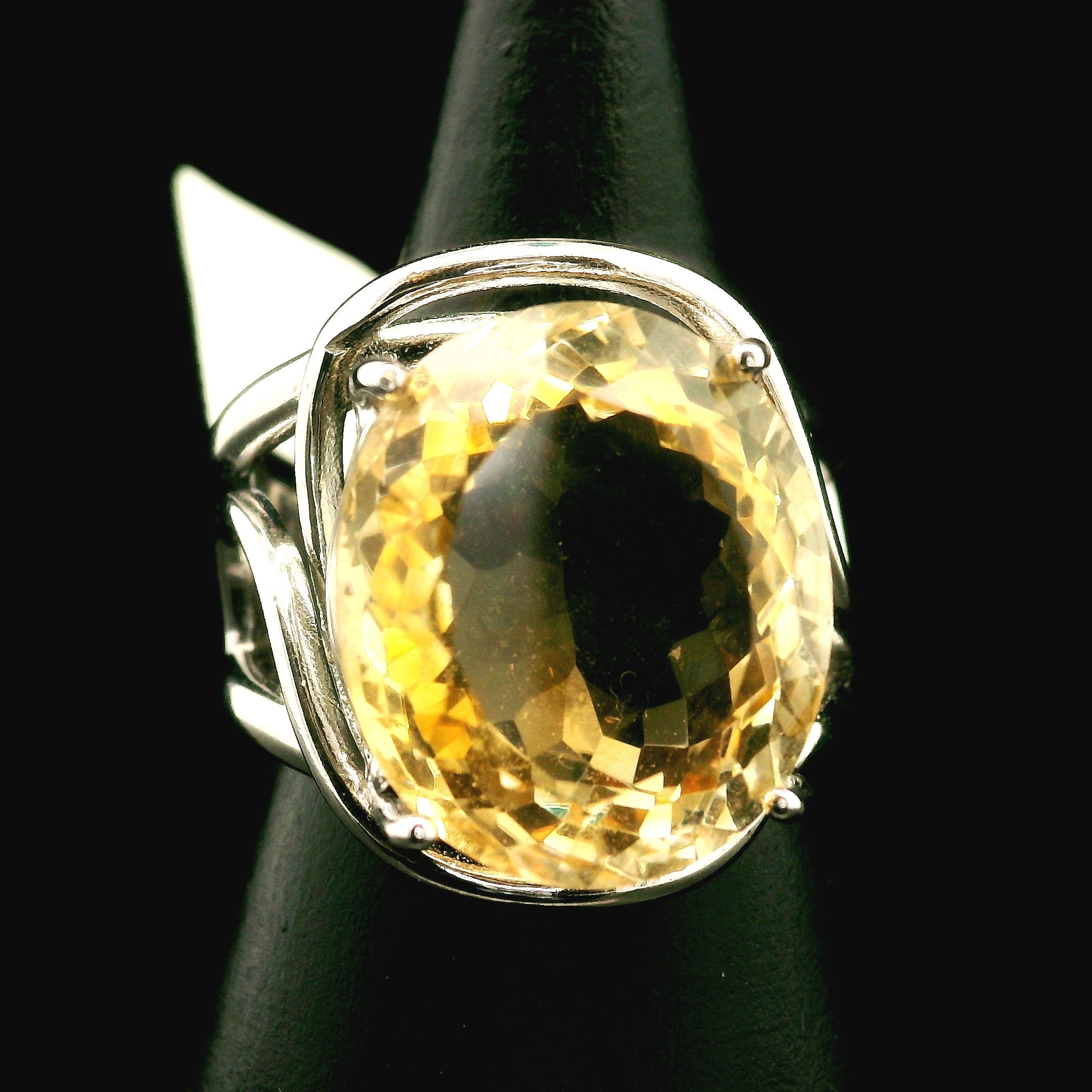 Citrine Cuff Ring .925 Silver for Abundance, Good Luck and Positivity